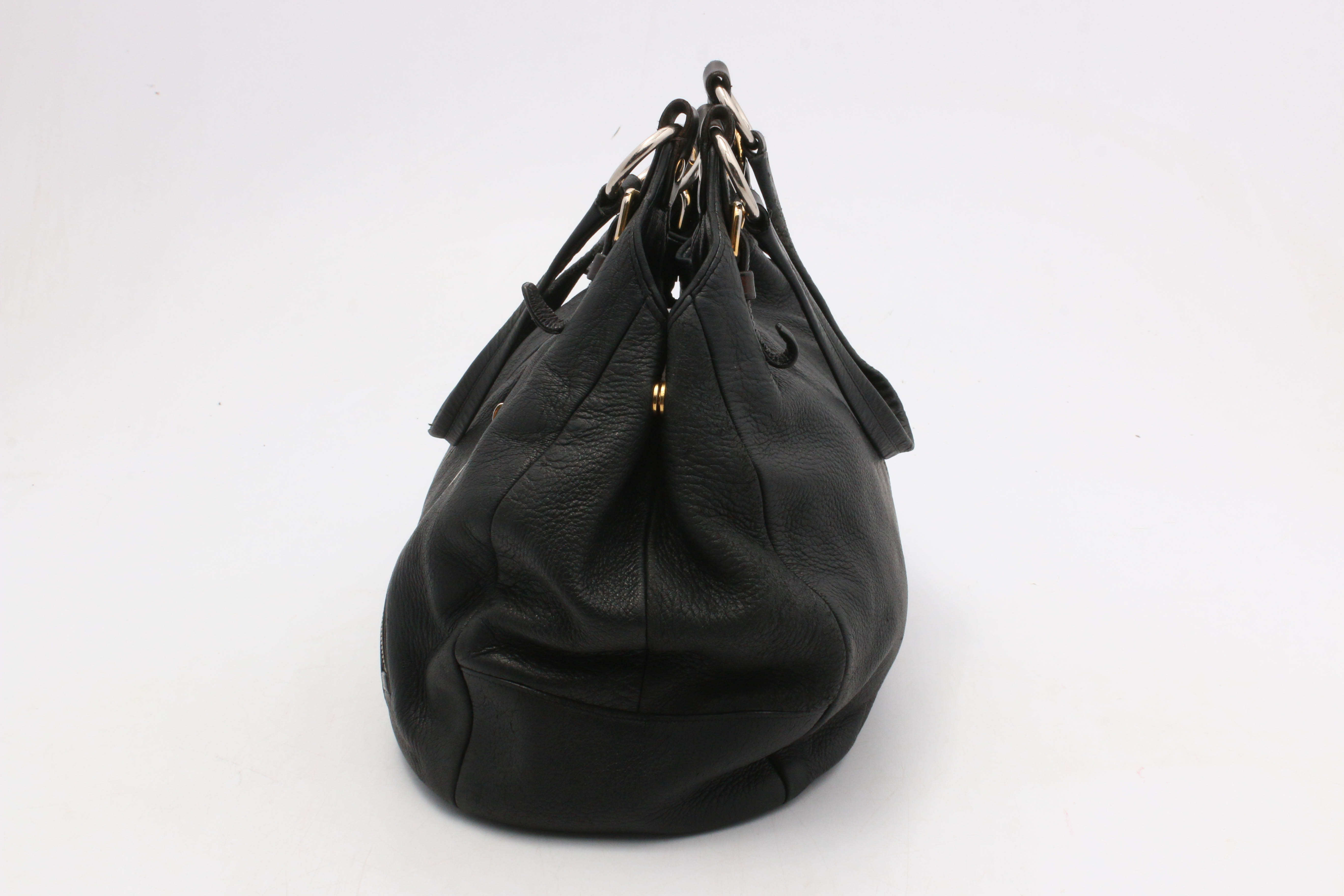 Prada Daino Nero Grained Leather Handbag