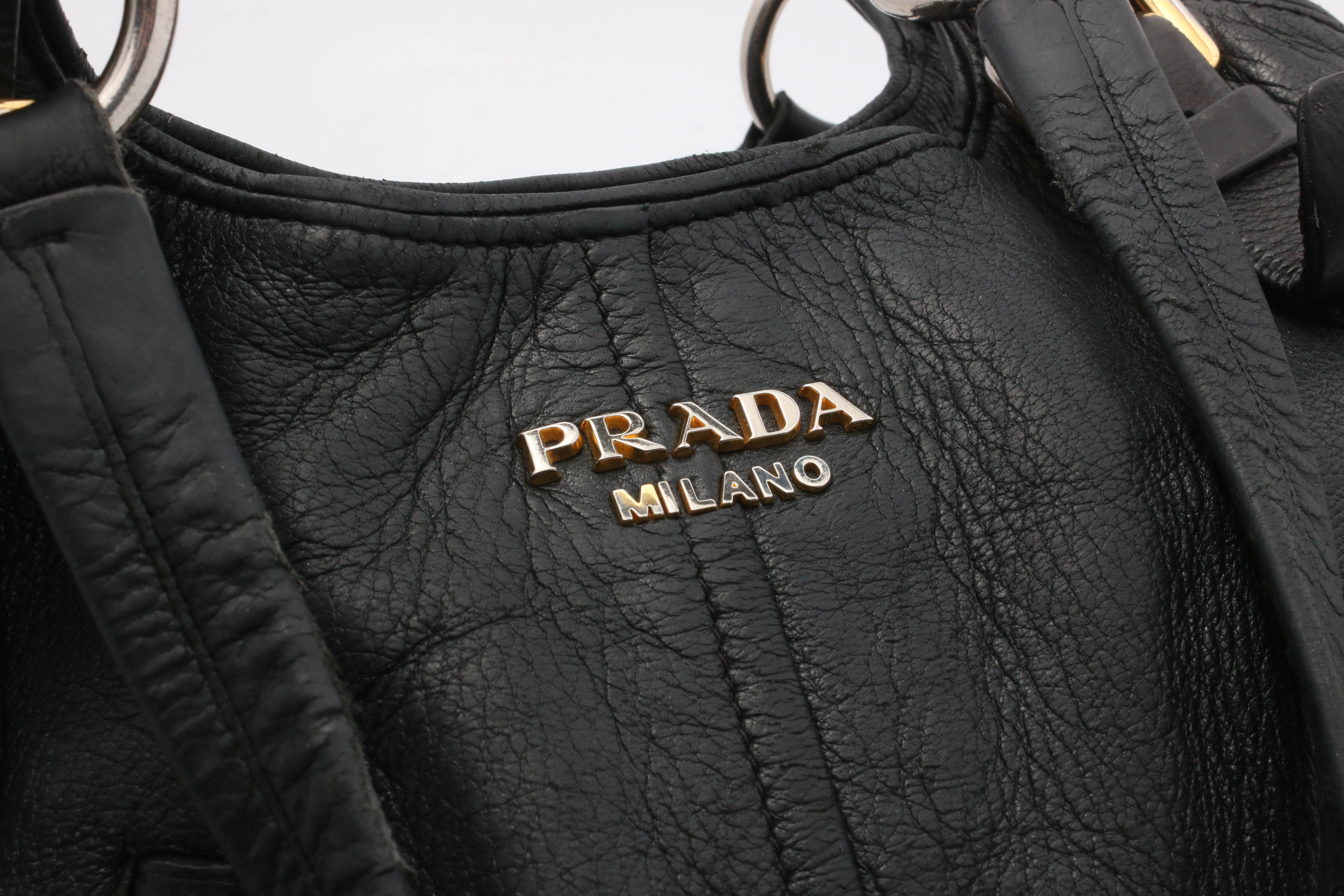 Prada Daino Nero Grained Leather Handbag