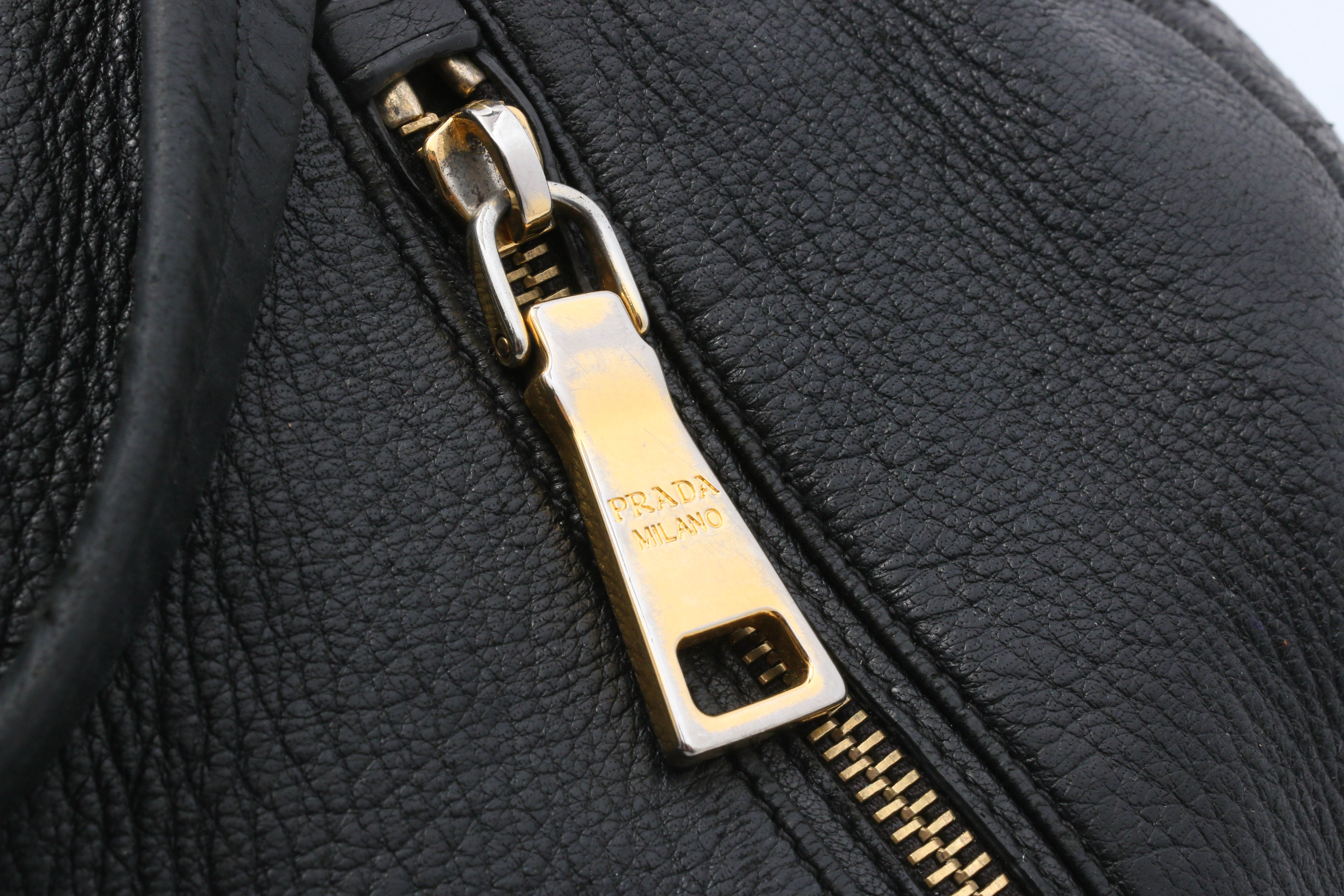 Prada Daino Nero Grained Leather Handbag