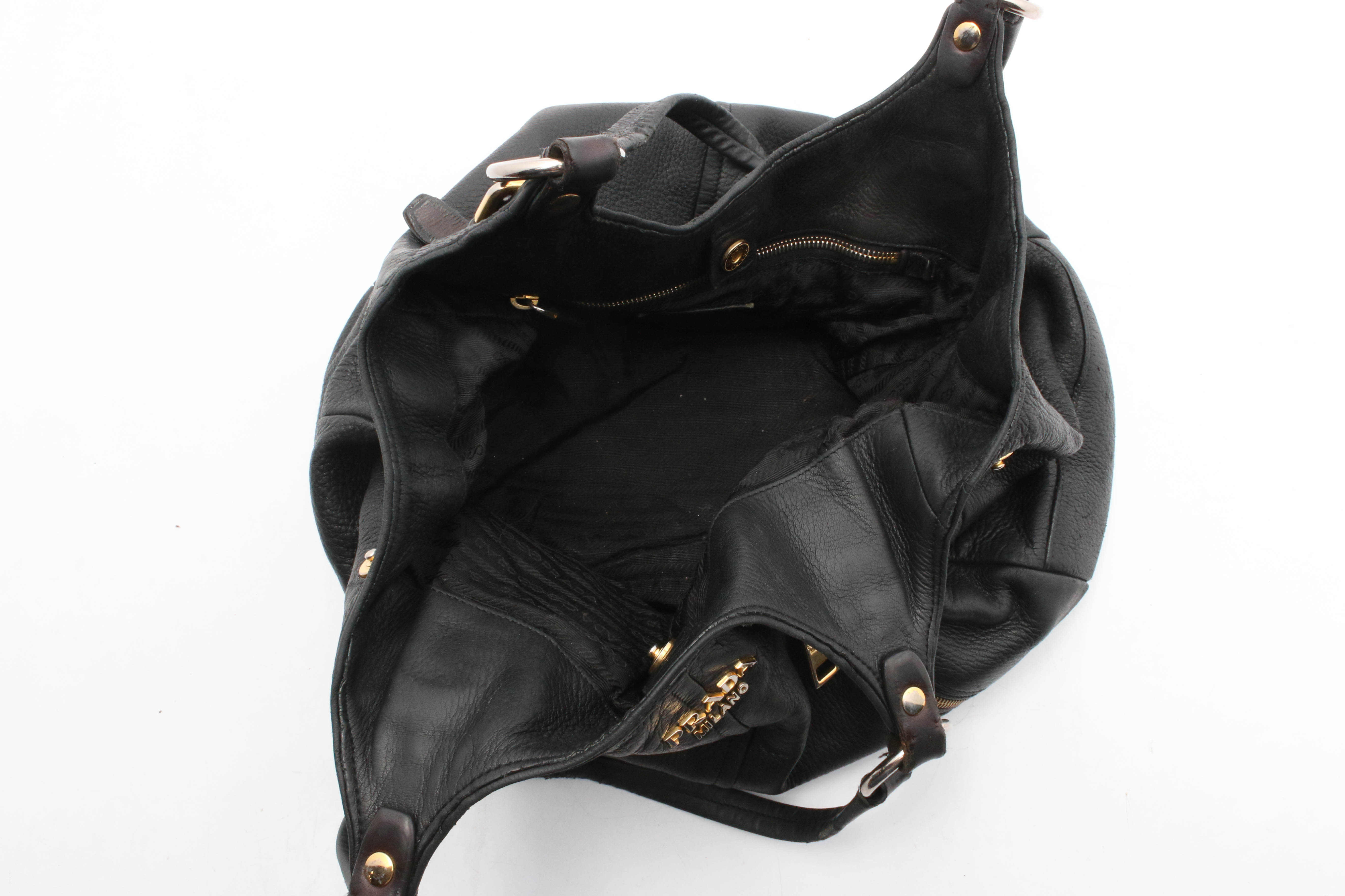 Prada Daino Nero Grained Leather Handbag