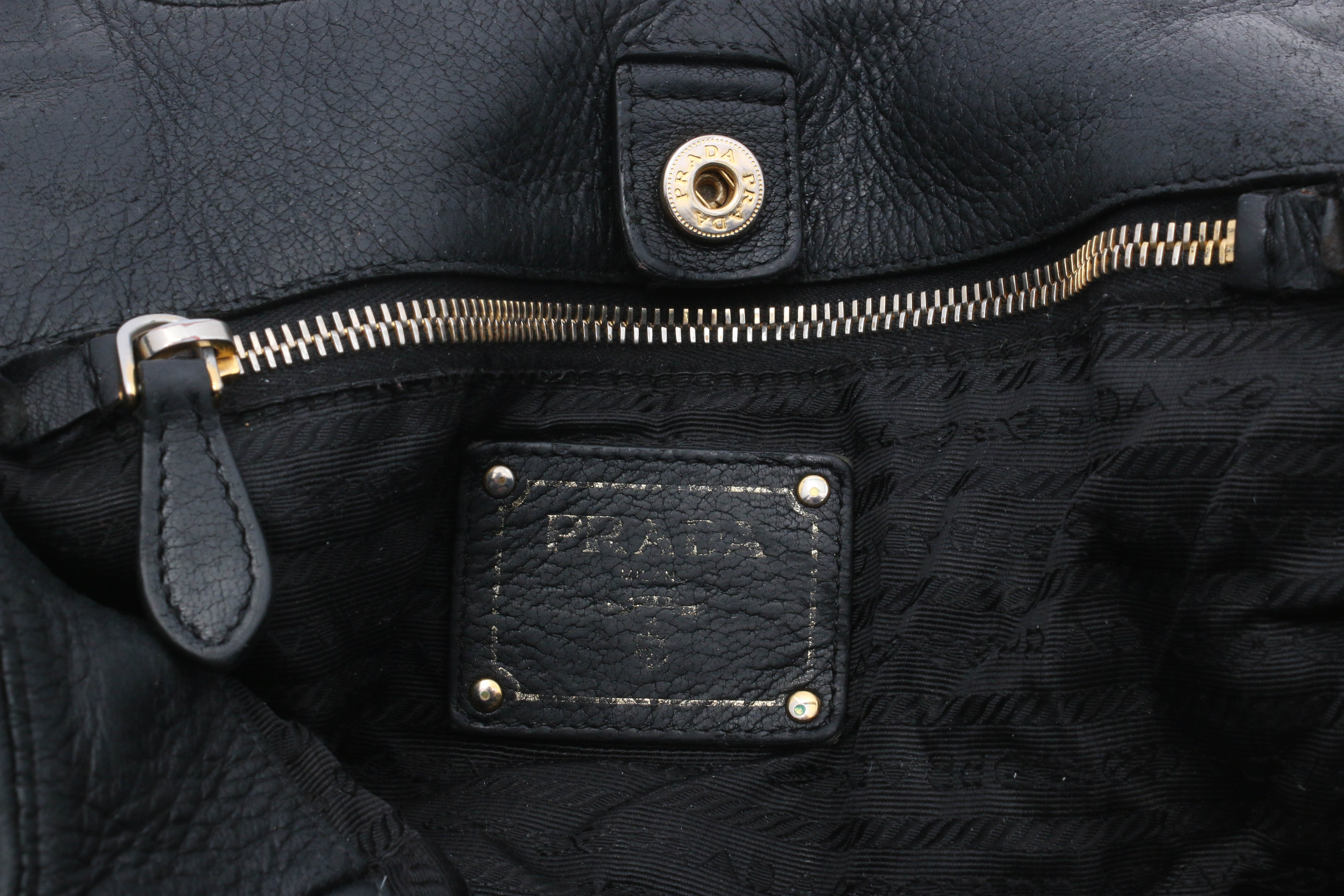 Prada Daino Nero Grained Leather Handbag