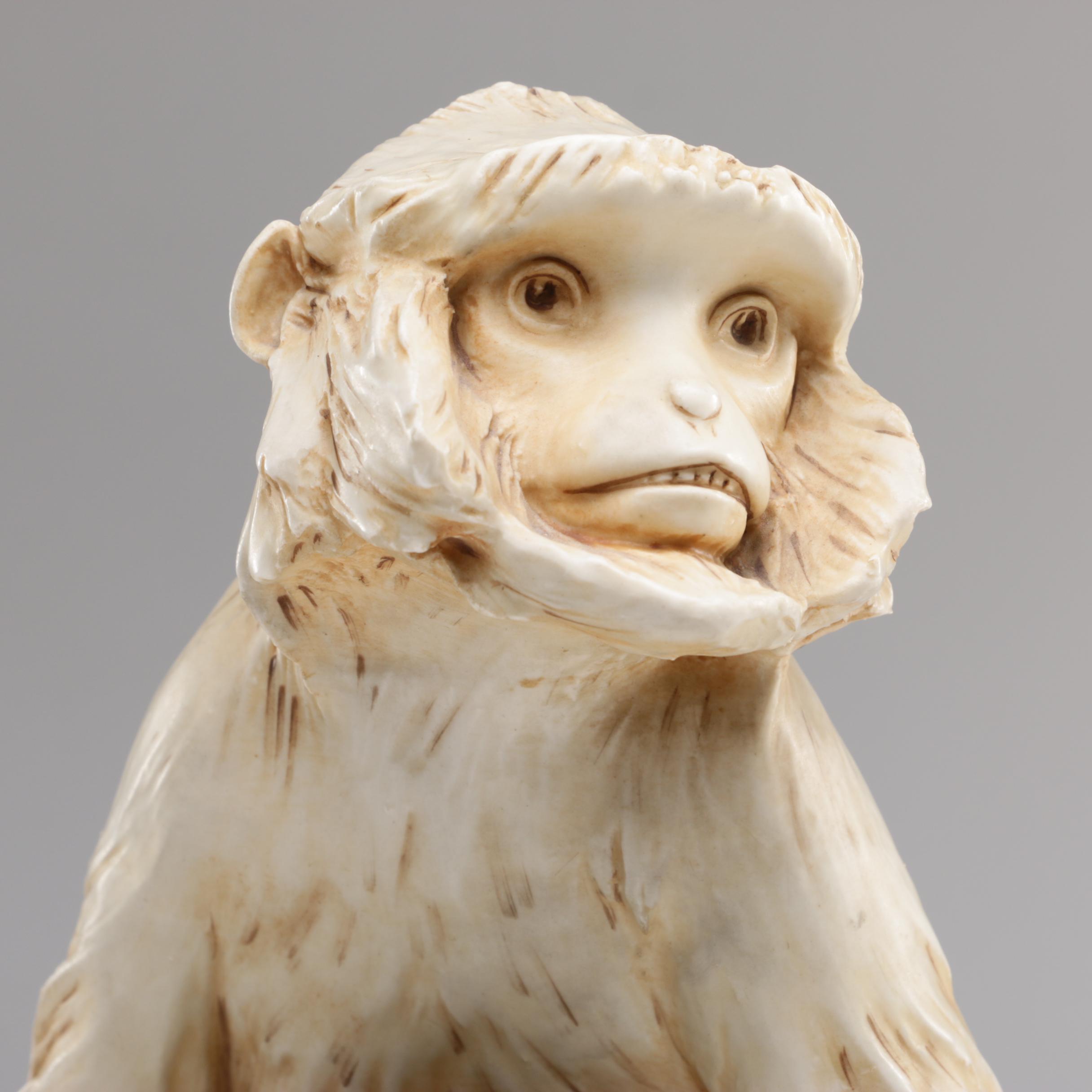 Royal Dux Bohemia Ceramic Monkey Statue "Hulman"