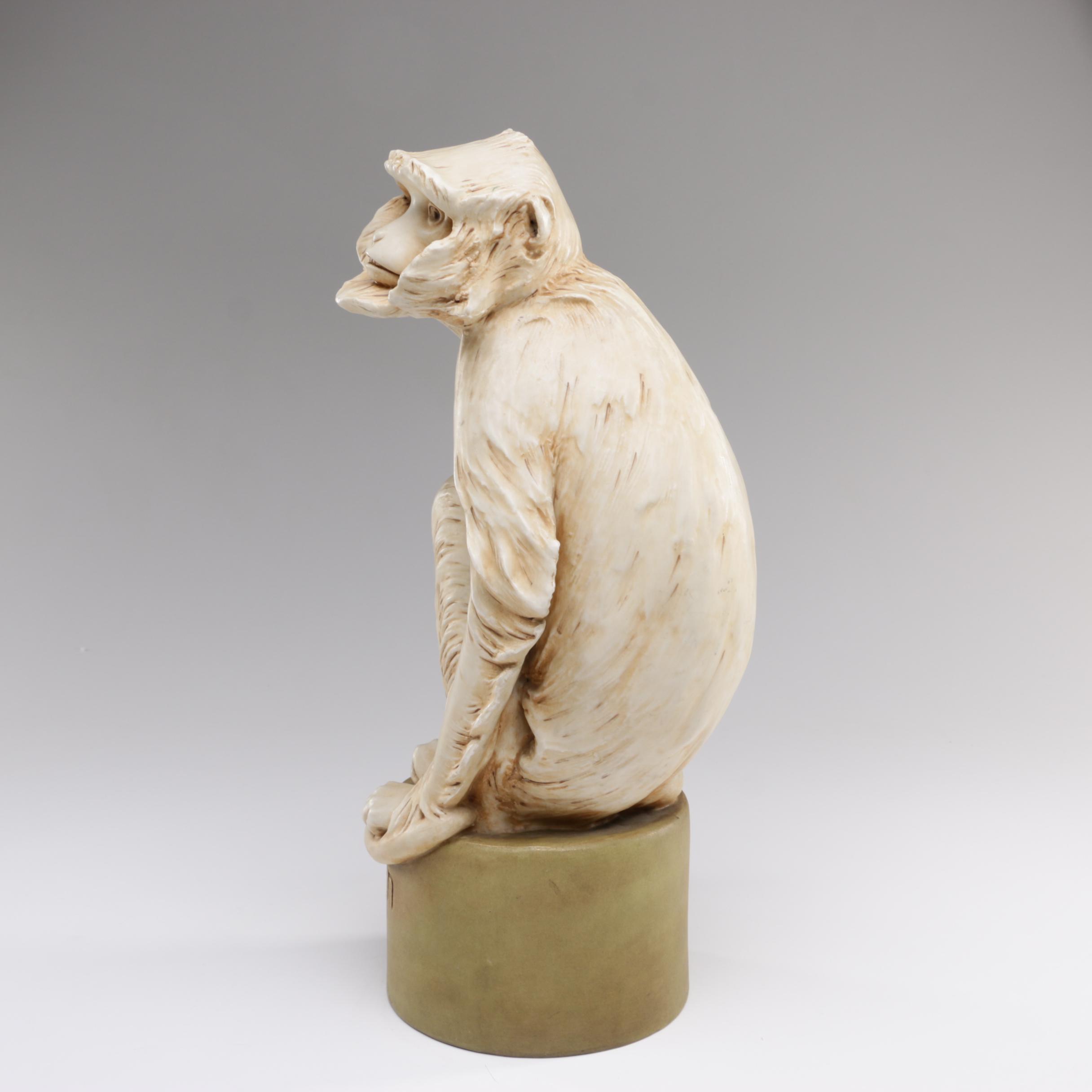Royal Dux Bohemia Ceramic Monkey Statue "Hulman"