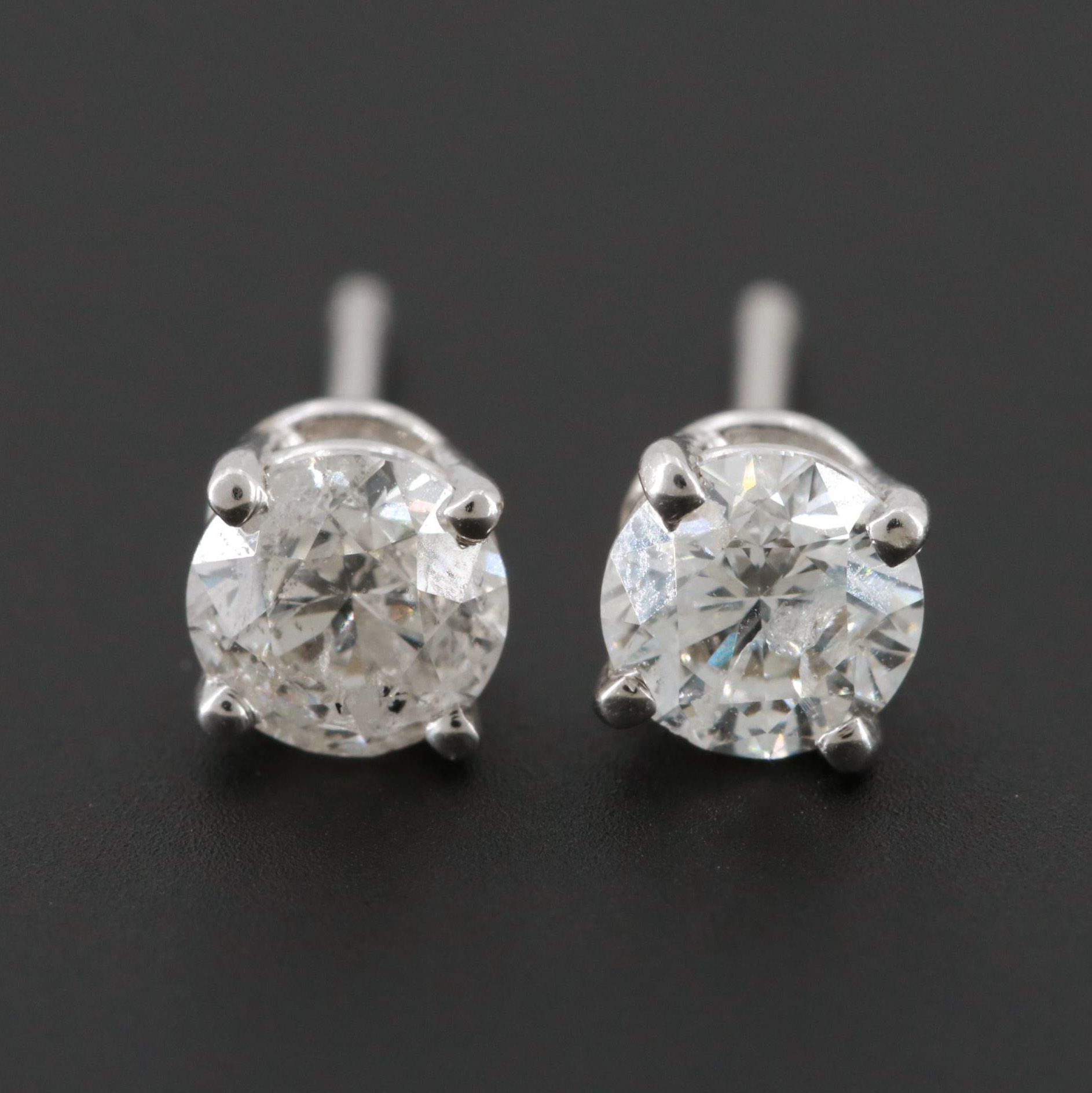 14K White Gold Diamond Stud Earrings
