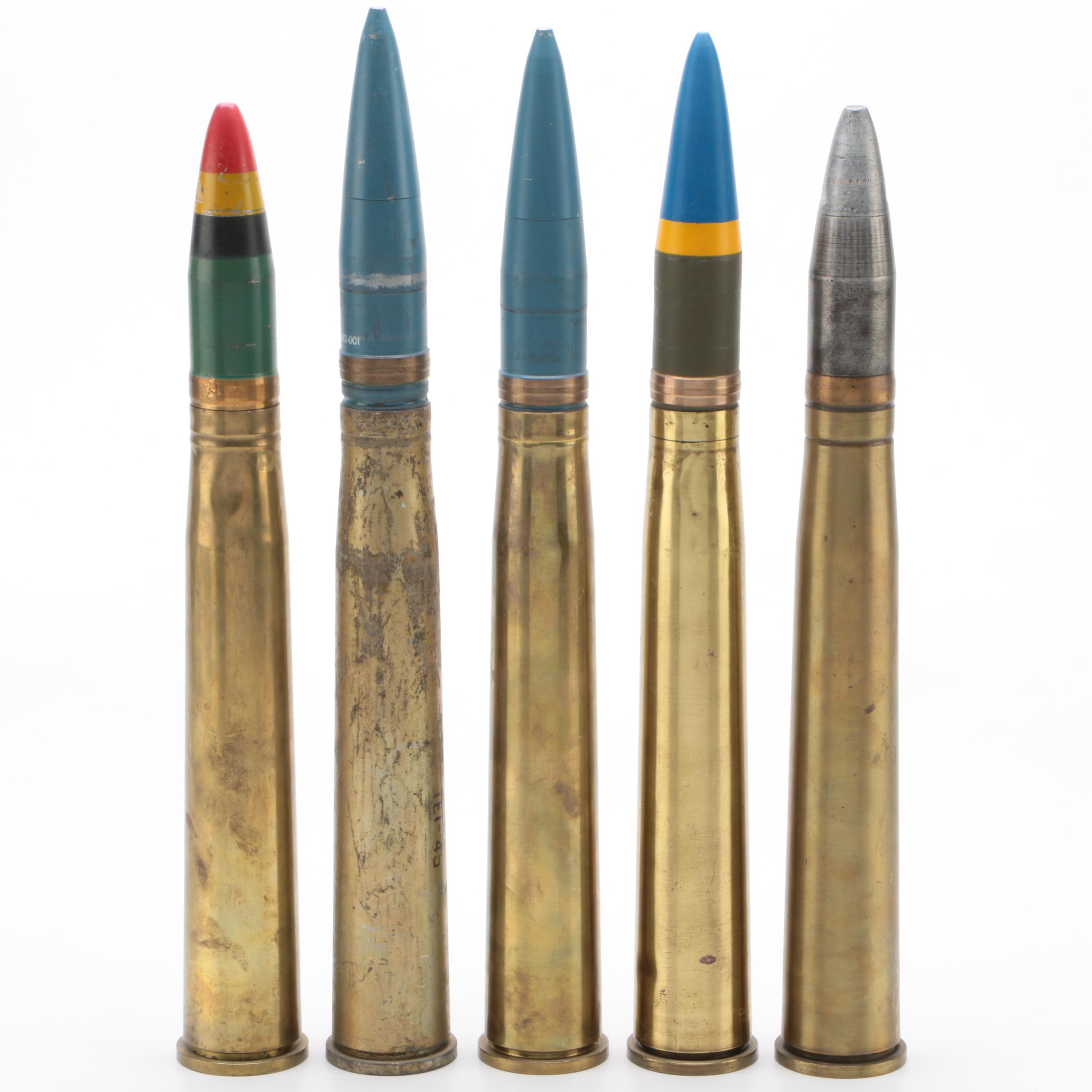 Inert World War II Era 40mm Bofors Gun and MK2 Artillery Projectiles