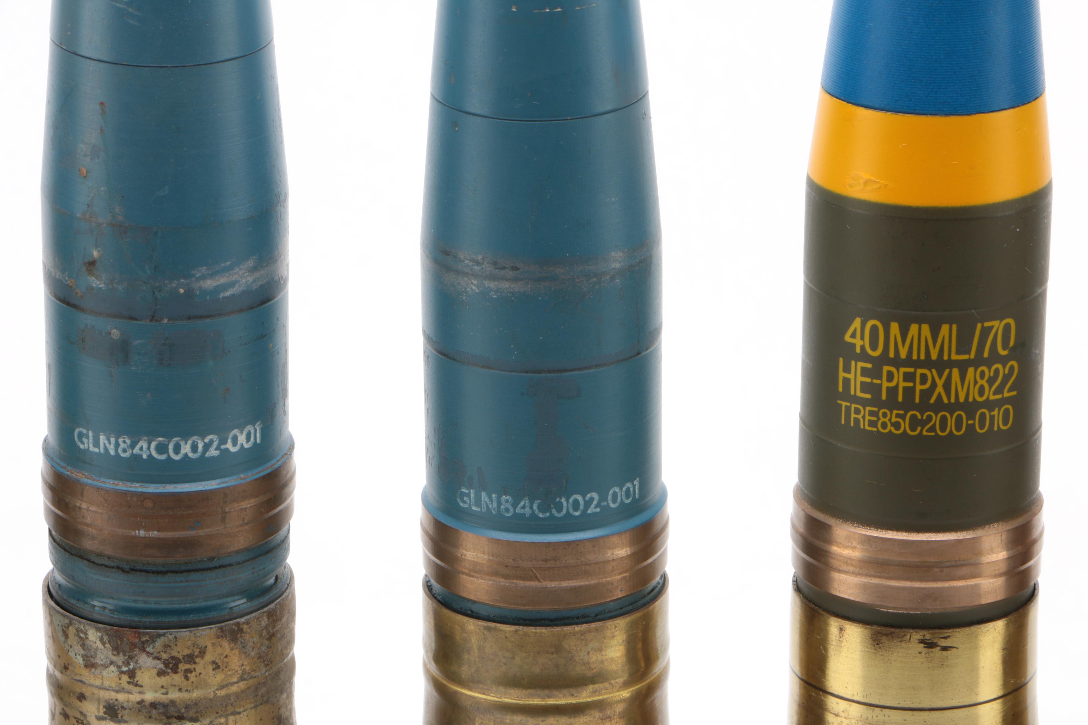 Inert World War II Era 40mm Bofors Gun and MK2 Artillery Projectiles