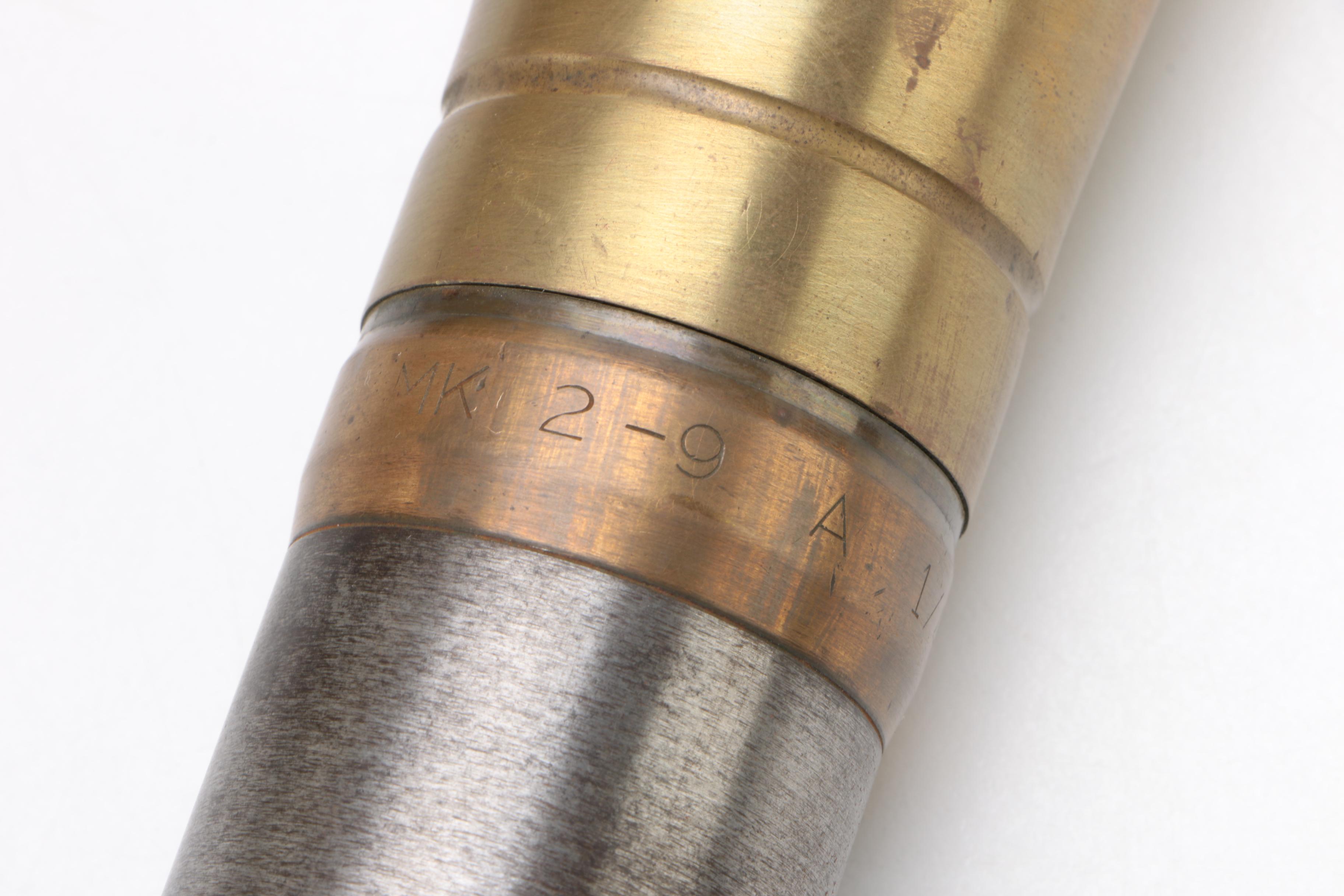 Inert World War II Era 40mm Bofors Gun and MK2 Artillery Projectiles