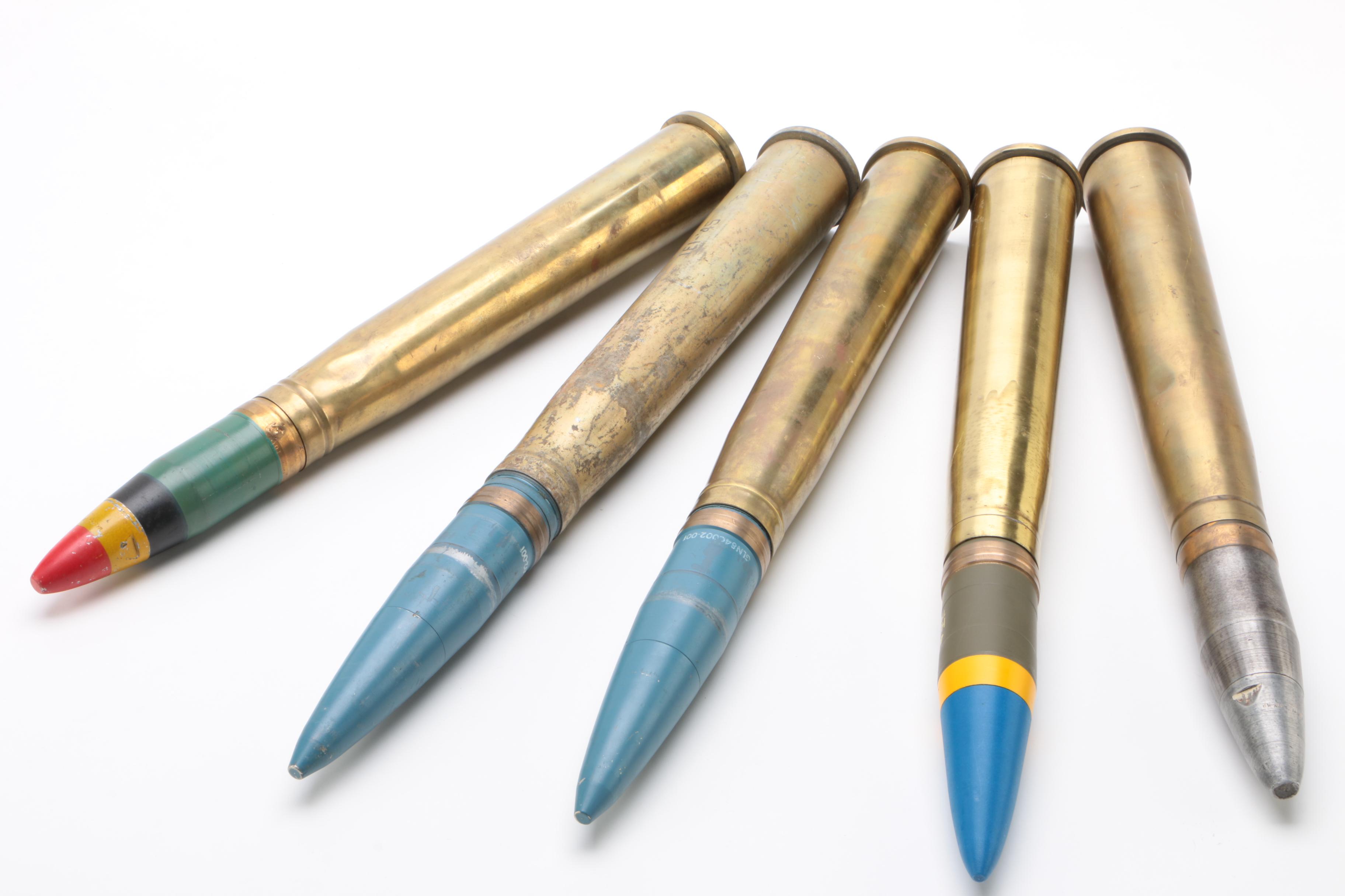 Inert World War II Era 40mm Bofors Gun and MK2 Artillery Projectiles