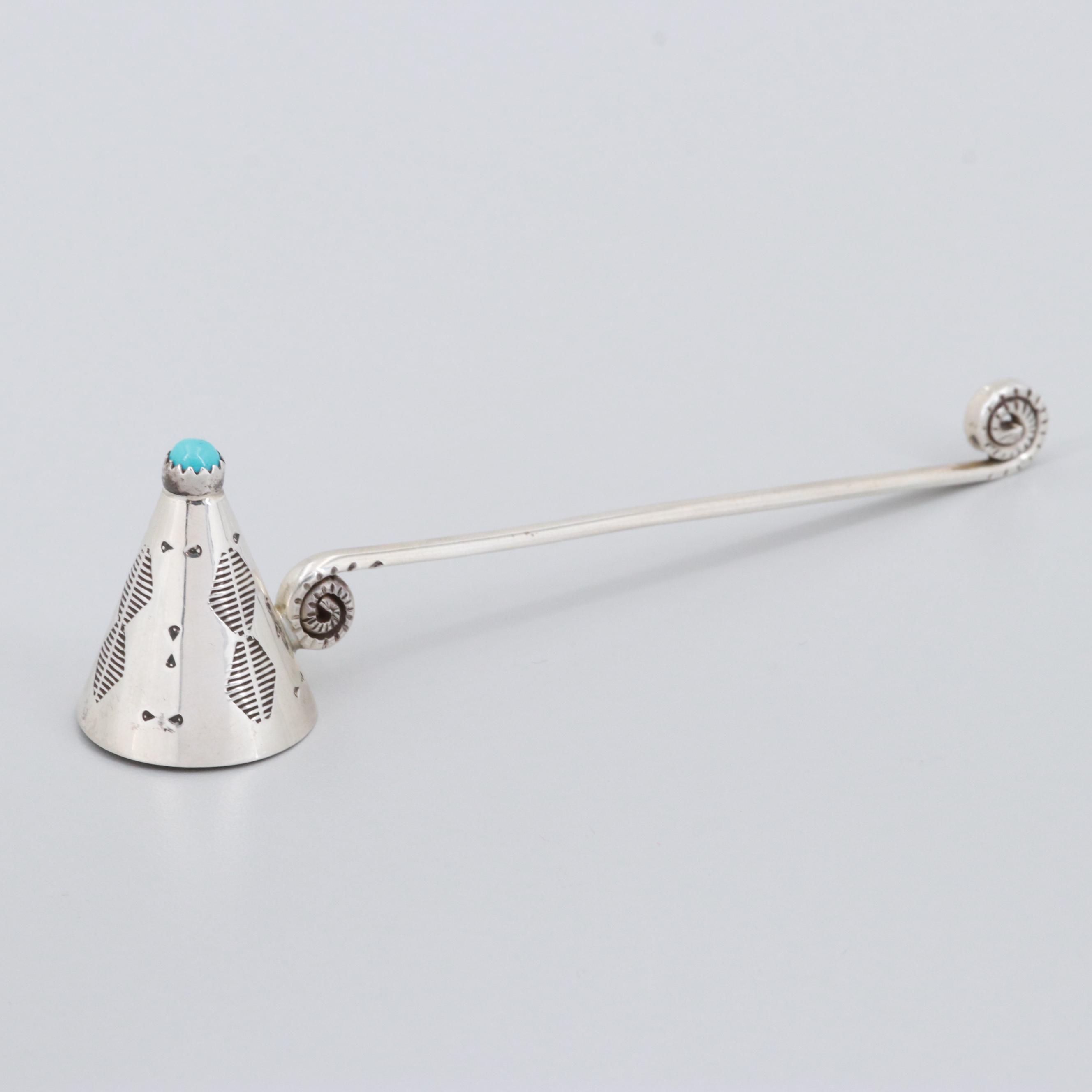 Meso-American Style Sterling Pendants and Southwestern Turquoise Candle Snuffer