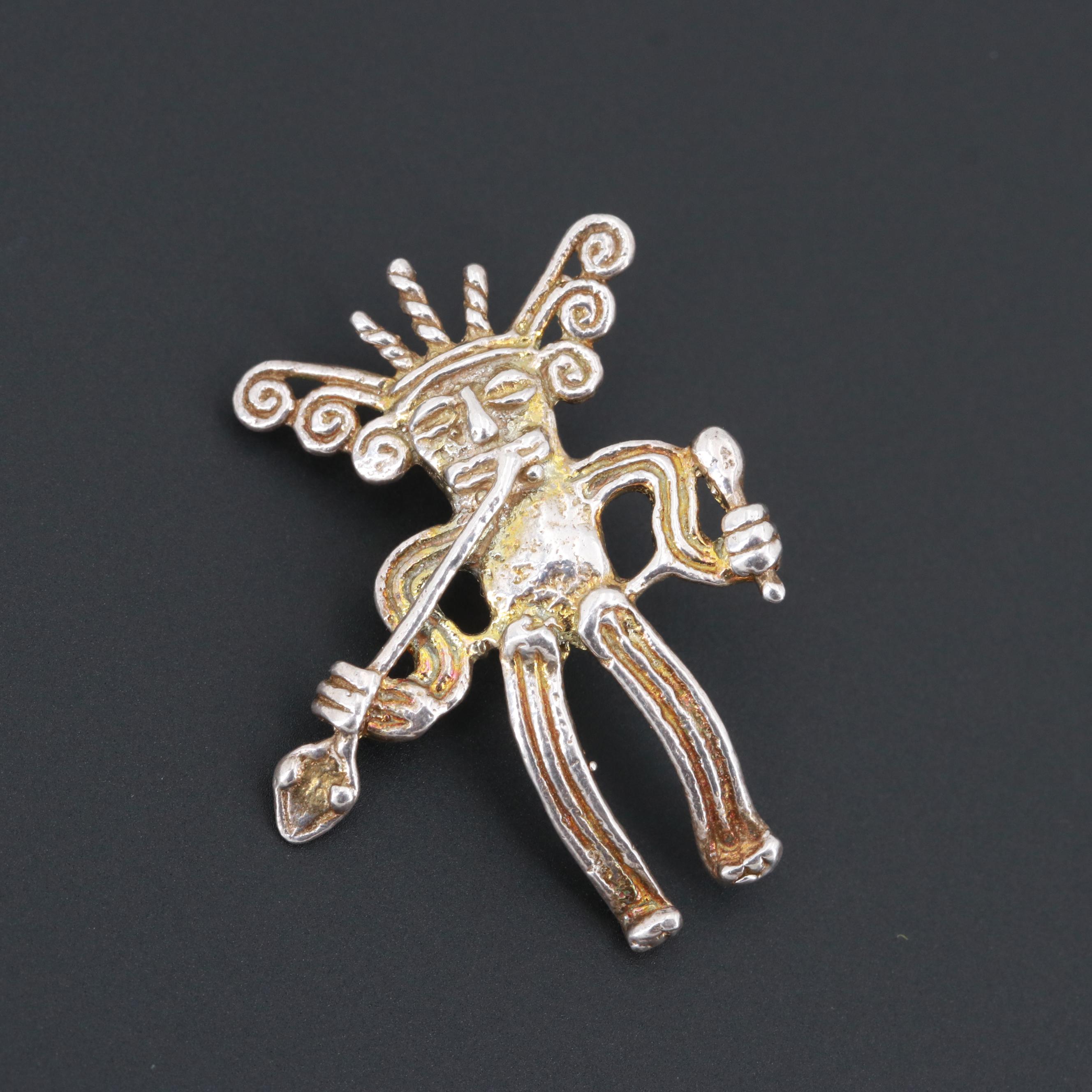 Meso-American Style Sterling Pendants and Southwestern Turquoise Candle Snuffer