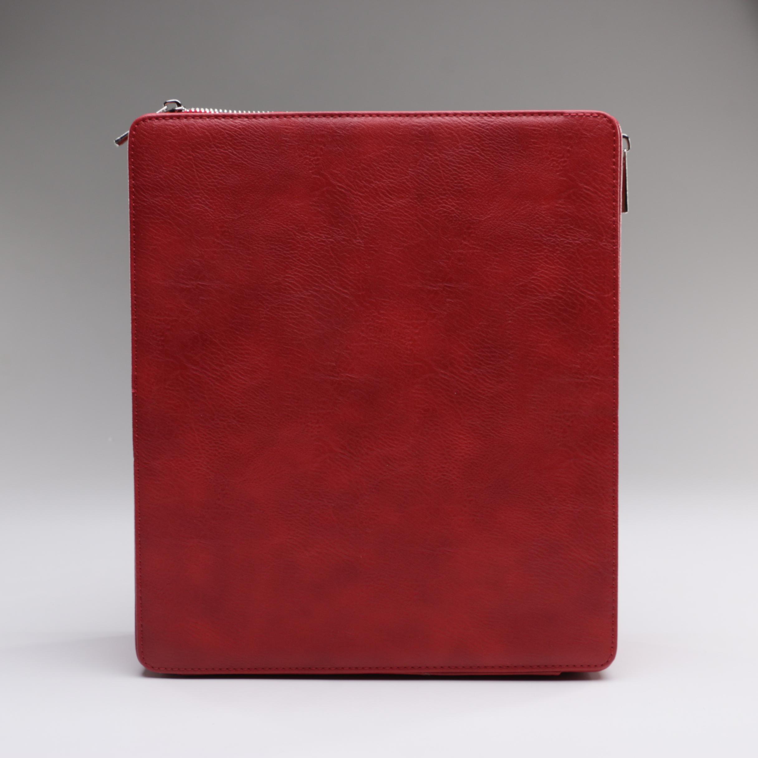 Red Leather Twelve Watch Zipper Case
