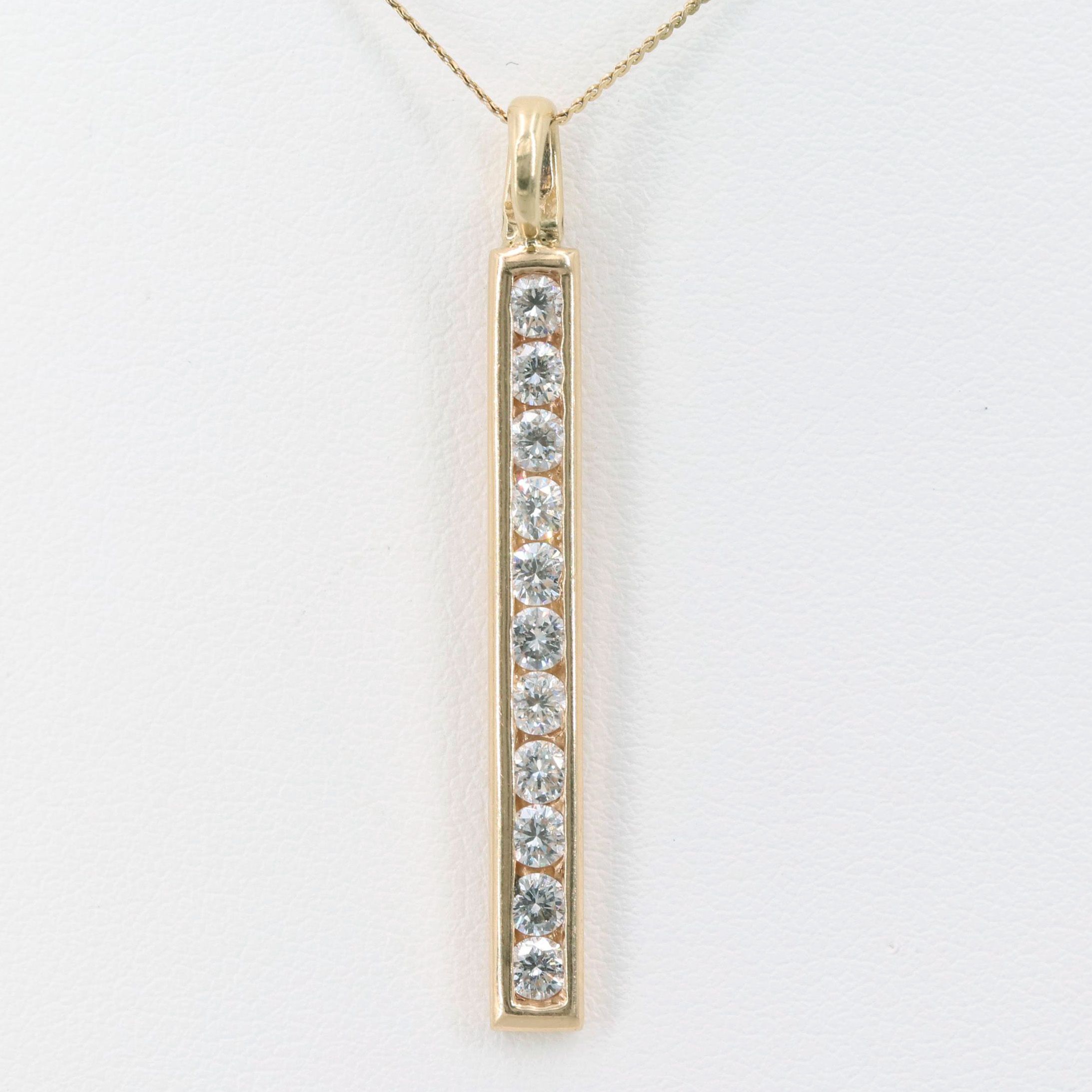 14K Yellow Gold Diamond Pendant Necklace