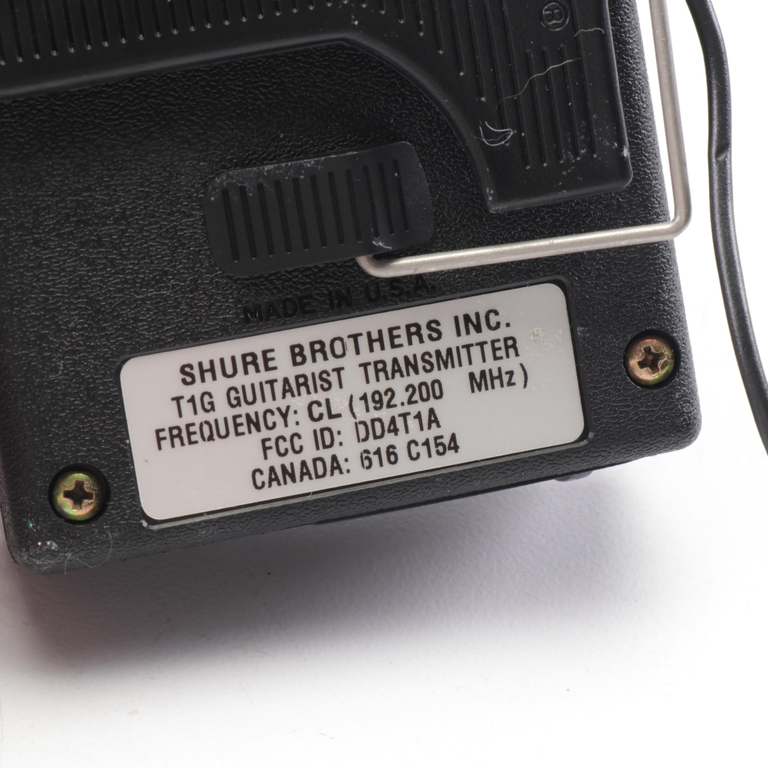 Pair of Shure T4N Wireless Guitar Receiver and Headsets