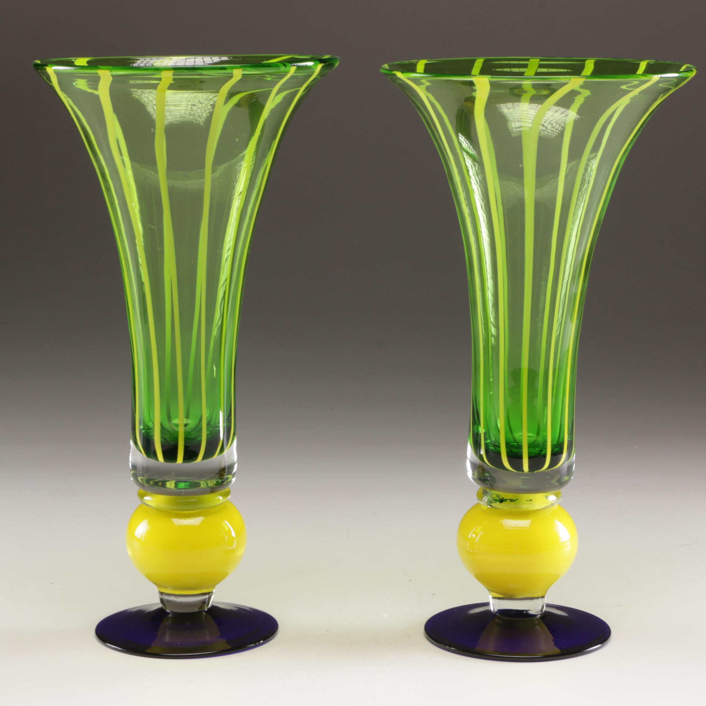 A Pair of Art Glass Vases