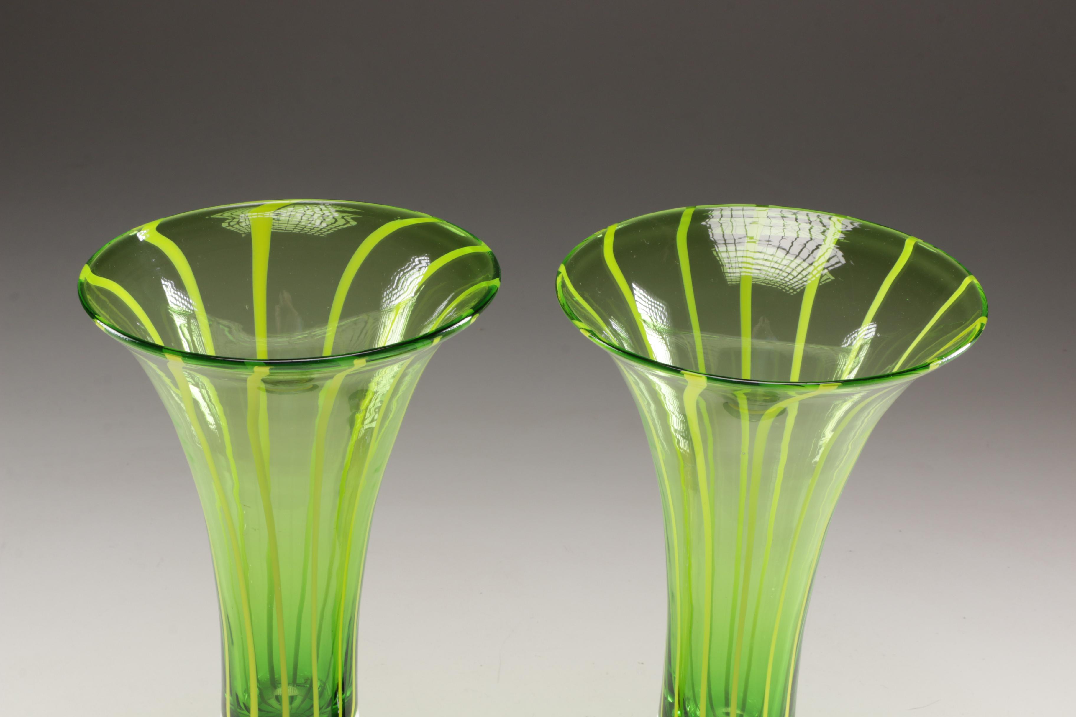 A Pair of Art Glass Vases