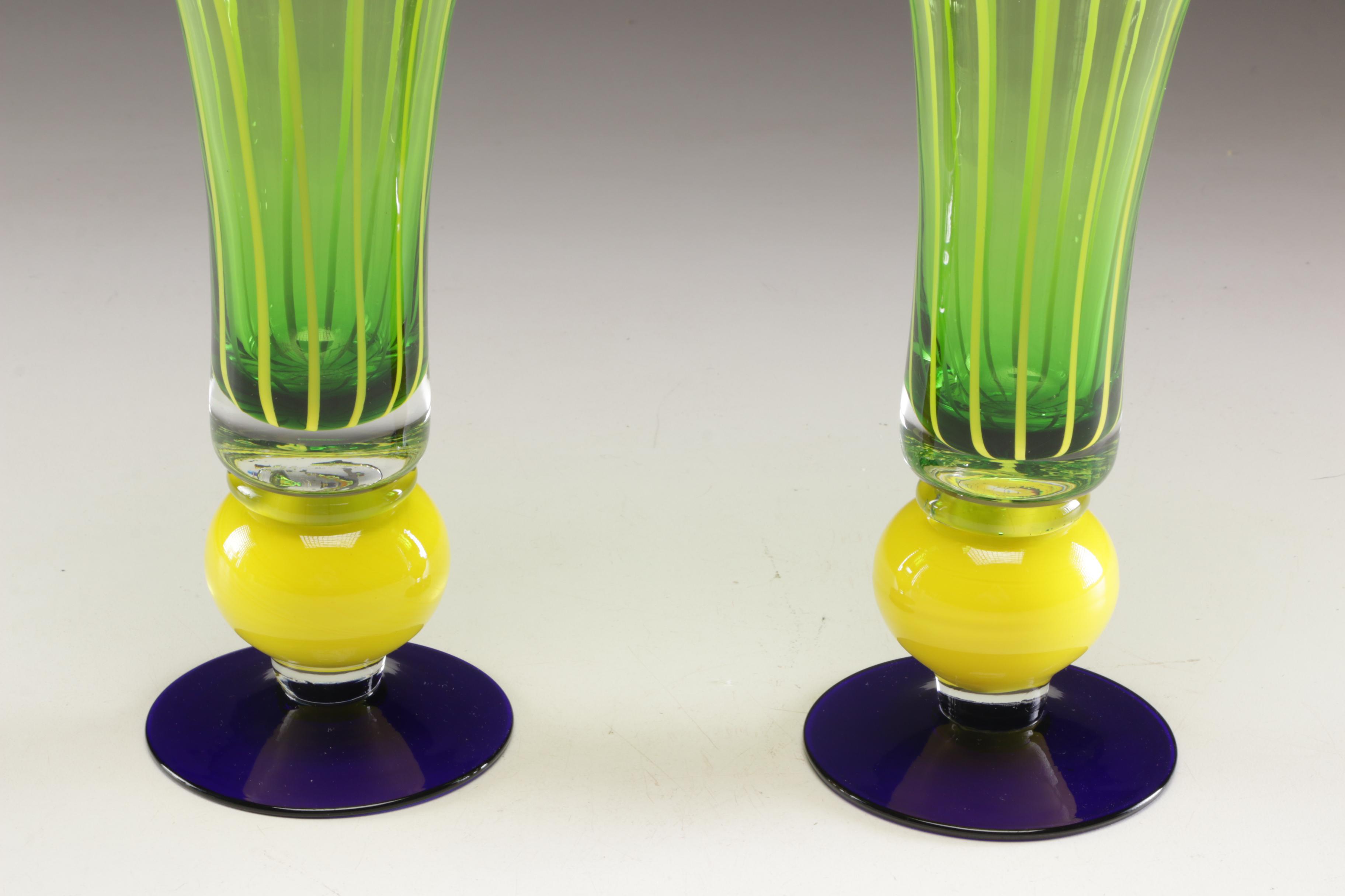 A Pair of Art Glass Vases
