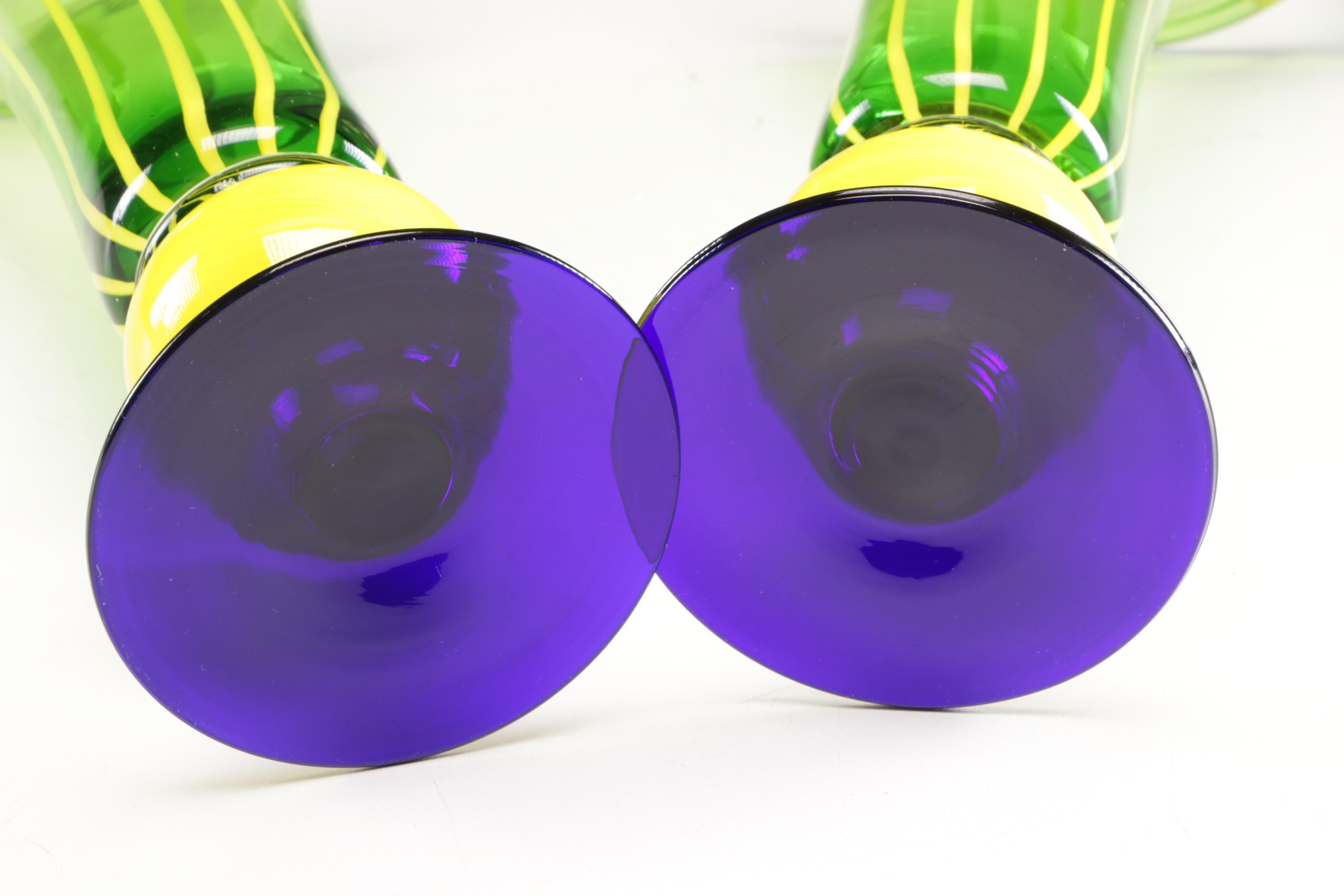 A Pair of Art Glass Vases