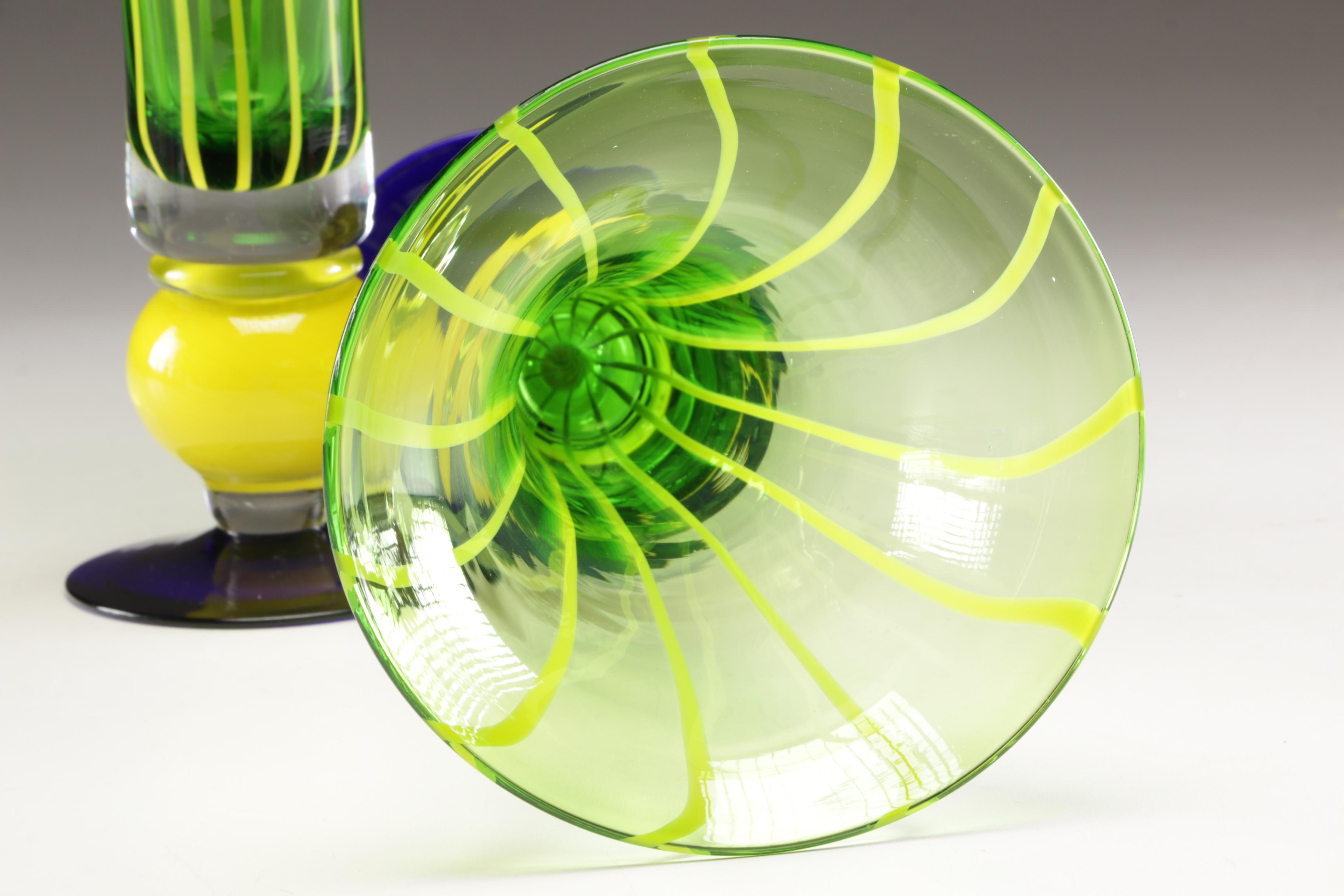 A Pair of Art Glass Vases