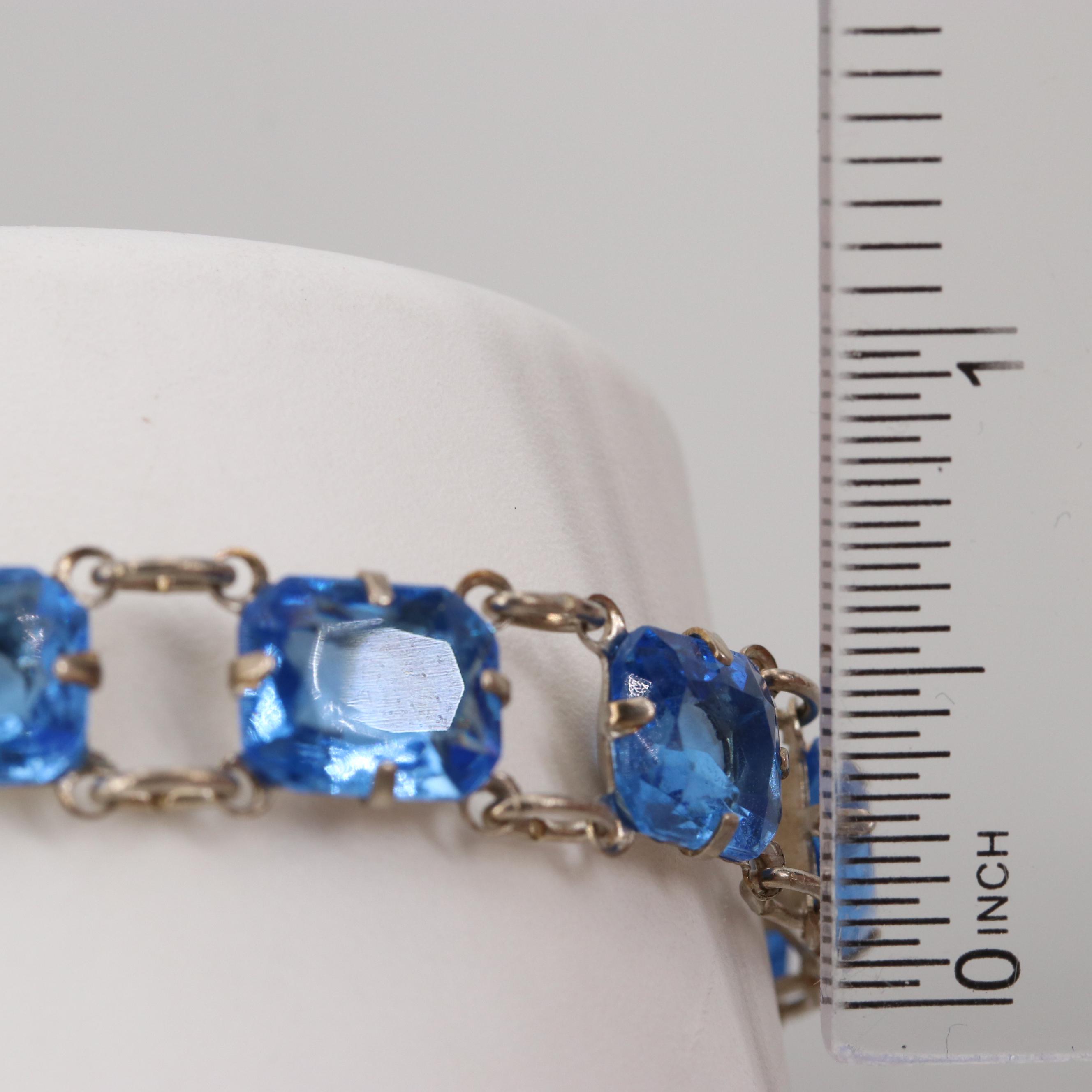 Circa 1930s Sterling Silver Glass Bracelet