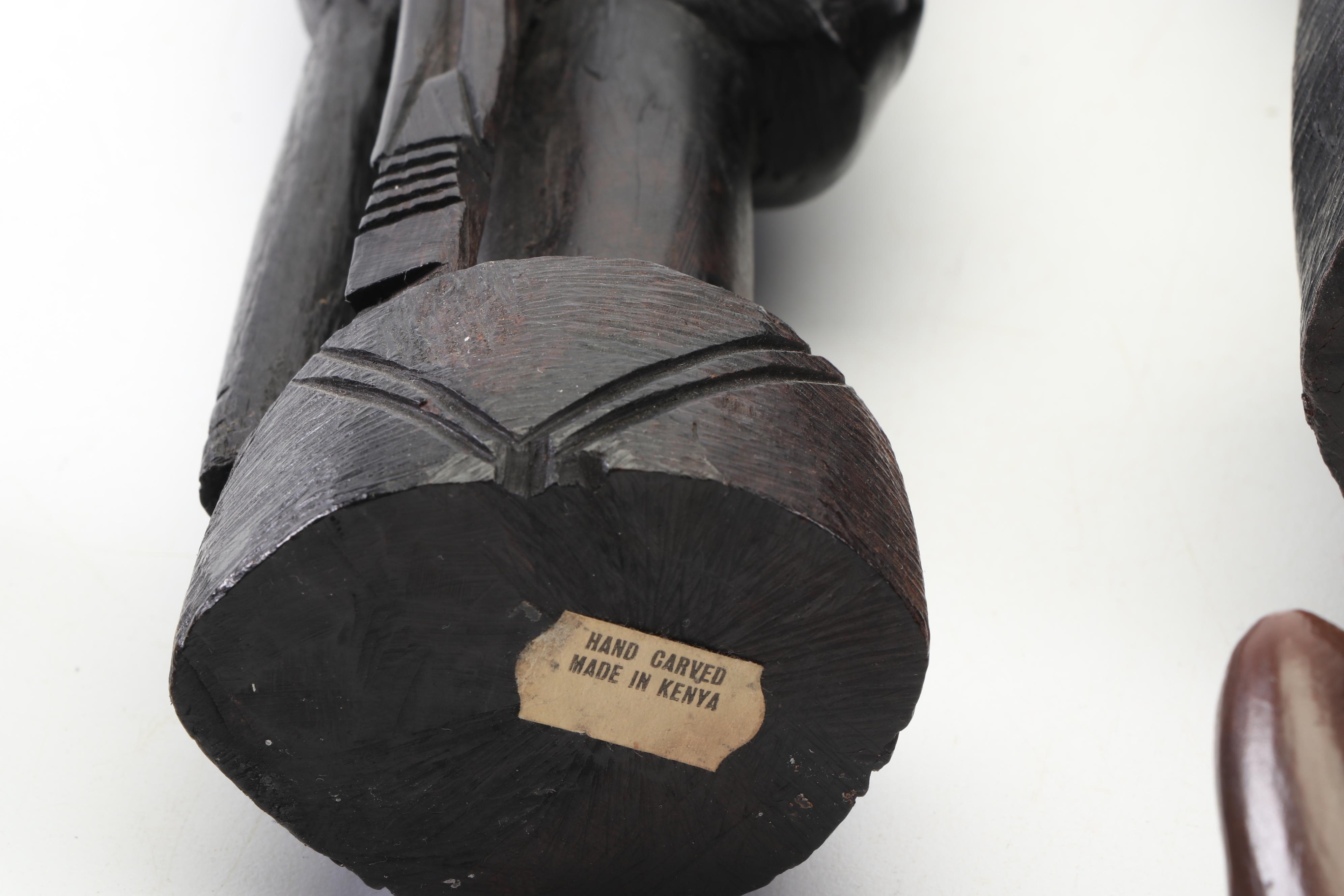 Tanzanian and Kenyan Hand Carved Wooden Figural Sculptures