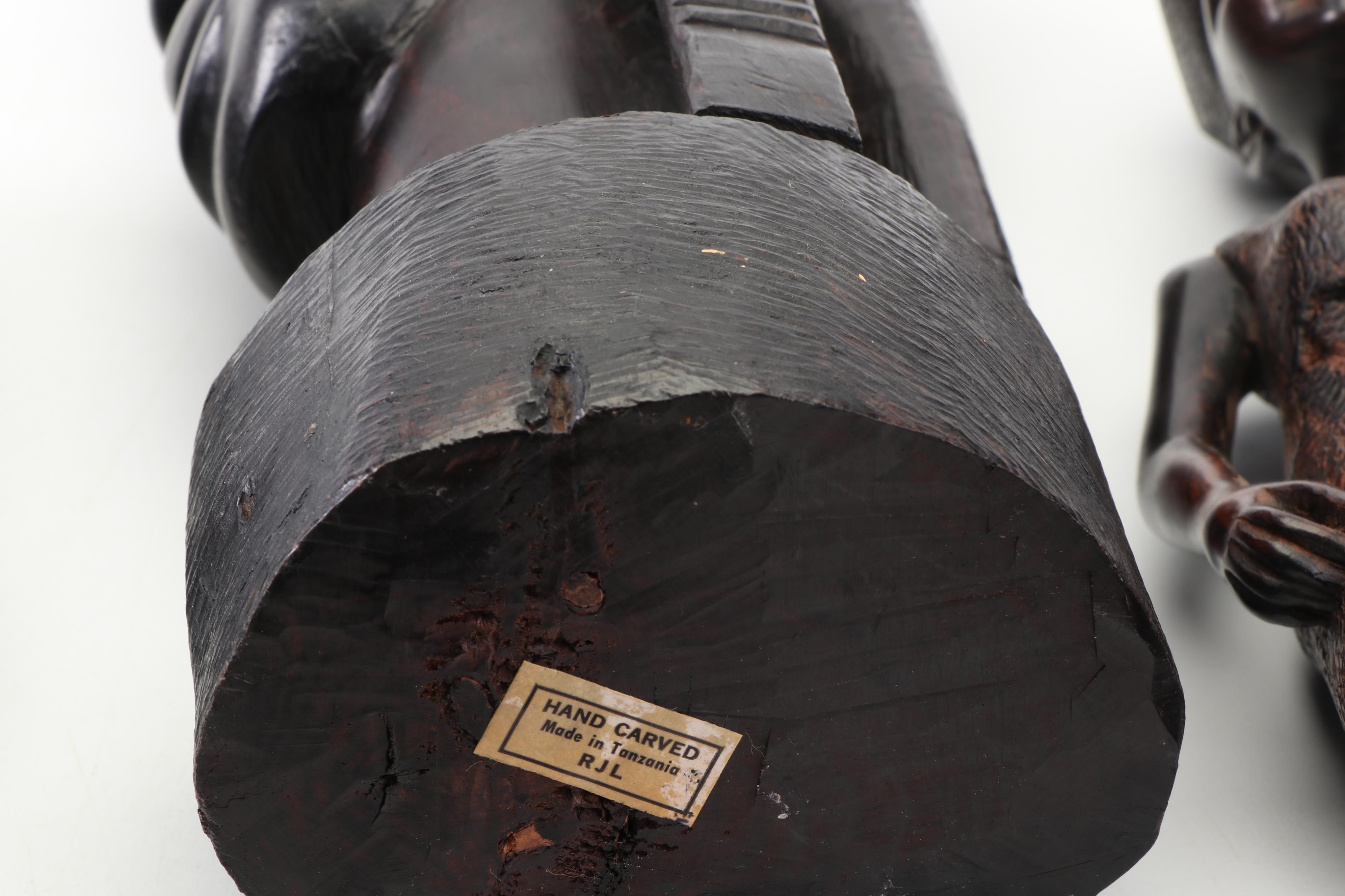 Tanzanian and Kenyan Hand Carved Wooden Figural Sculptures