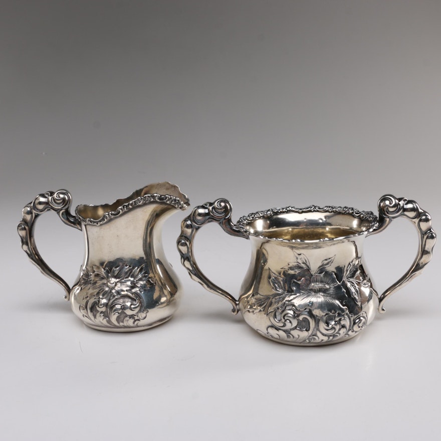 International Silver Co. Sterling Creamer and Open Sugar Bowl, Early 20th C.