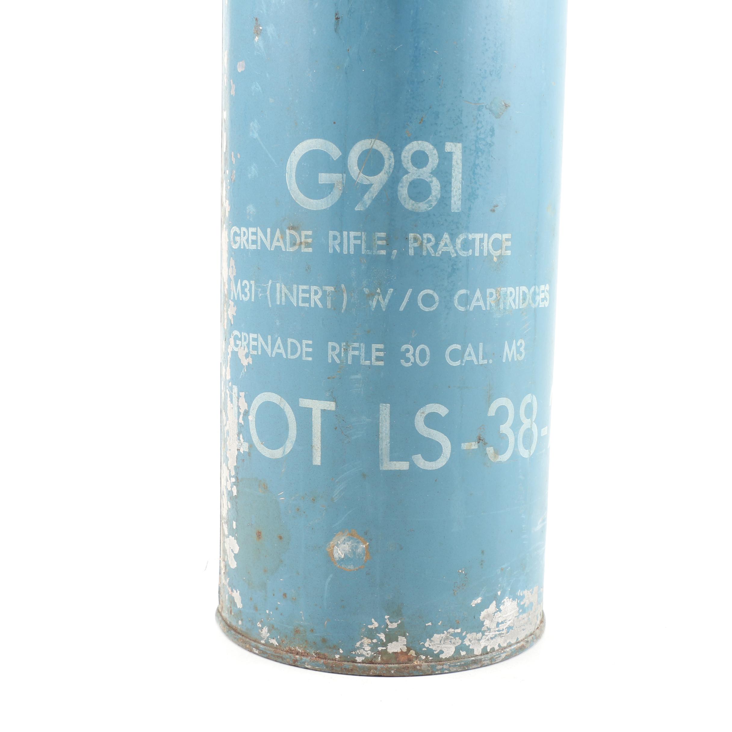 American Vietnam War Era M31 Inert 30 Caliber Rifle Grenade in Canister