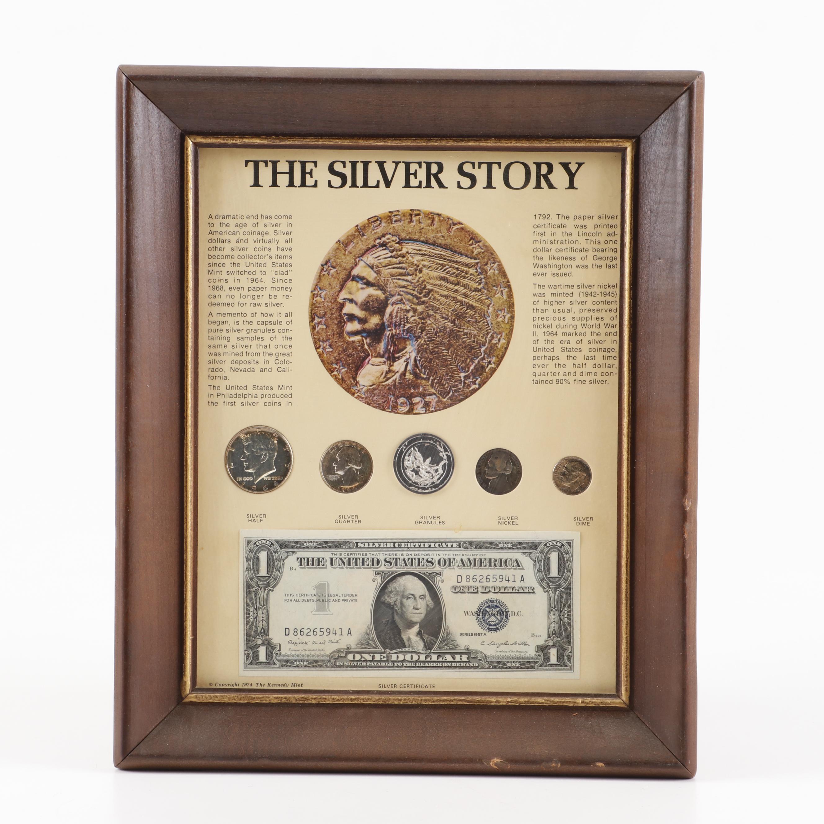 Framed "The Silver Story" Currency Collection