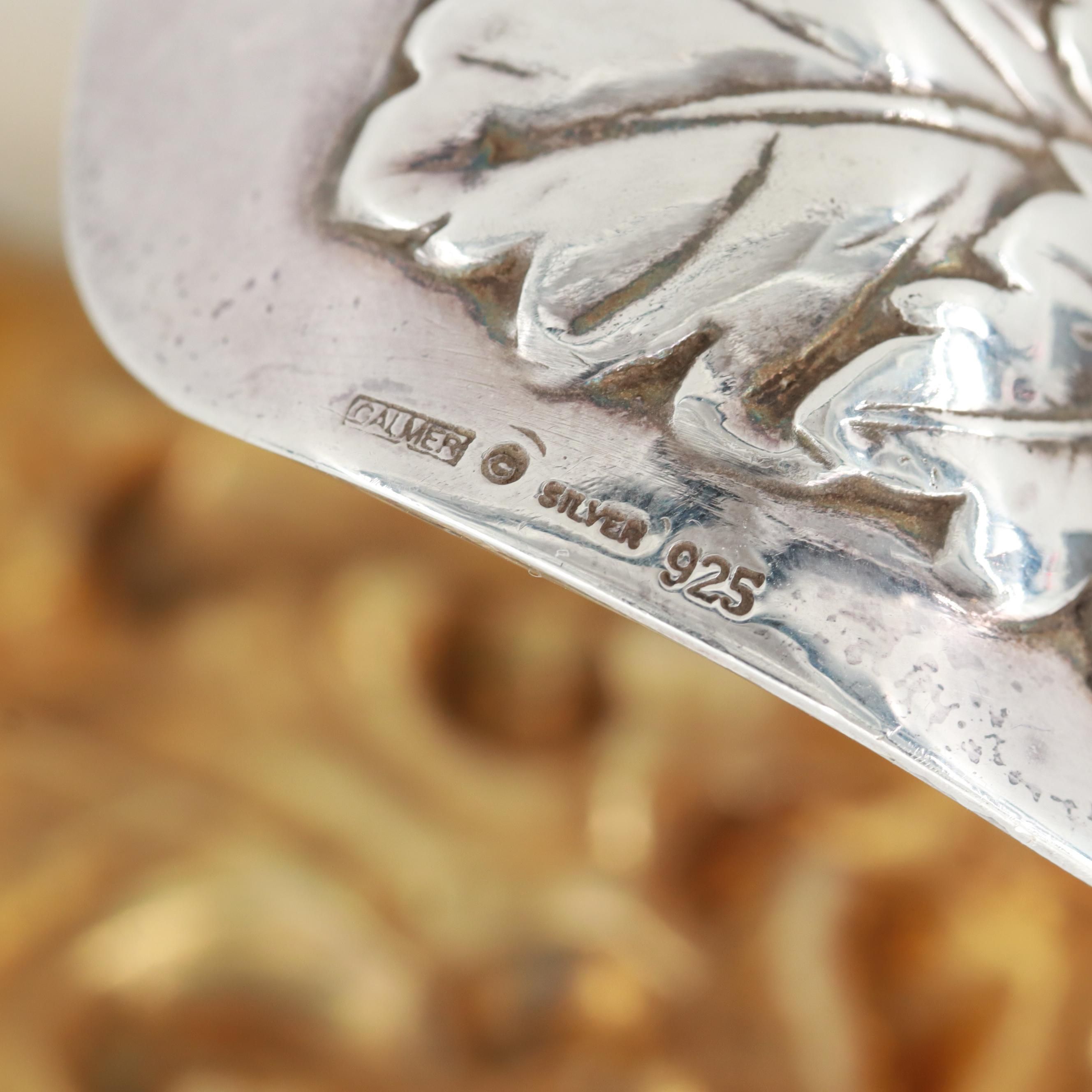 Galmer Sterling Silver "Peony" Repoussé Cuff Bracelet with Gold Wash Accents