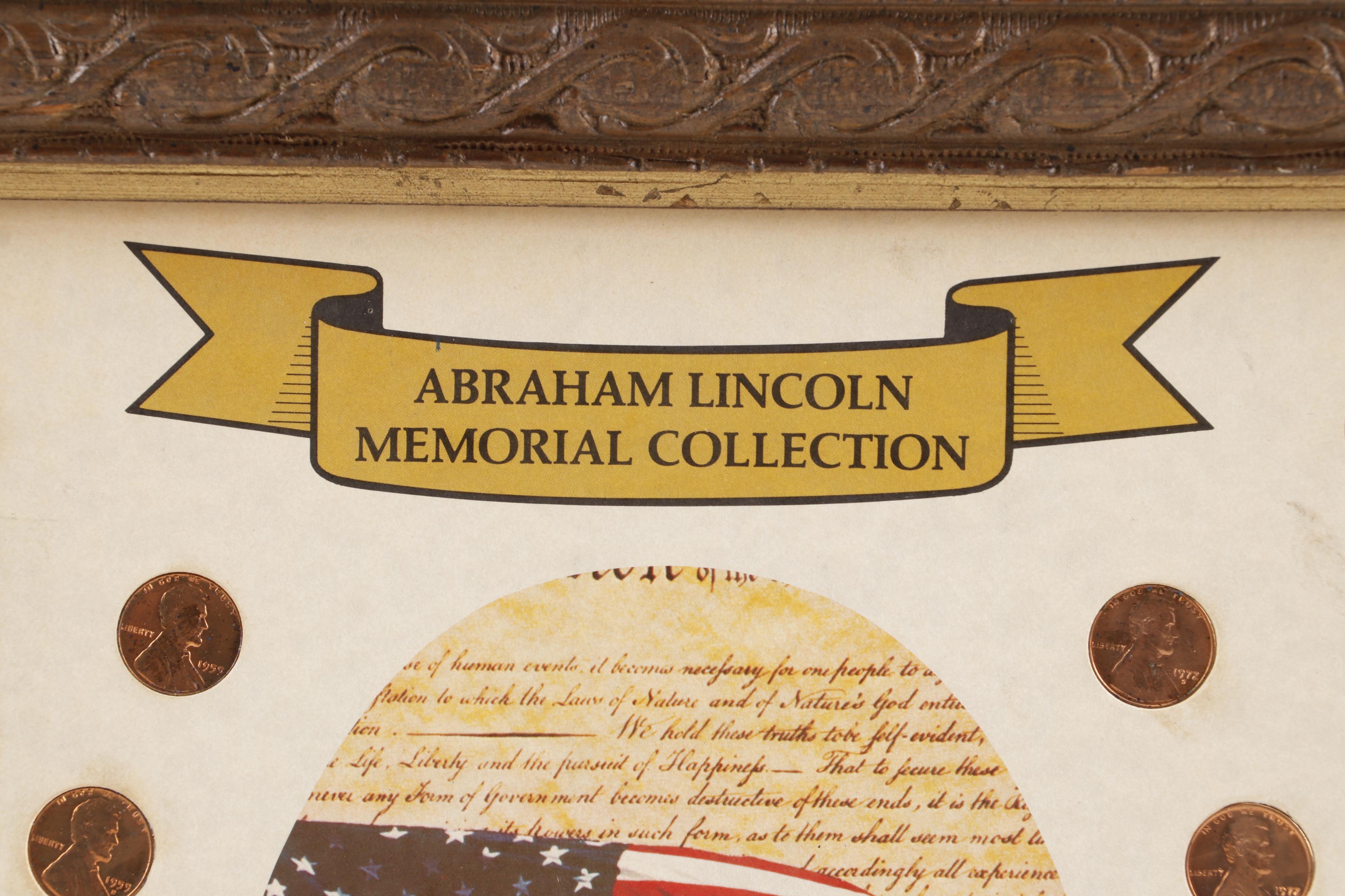 Framed "Abraham Lincoln Memorial Collection" Pennies Dated 1959 to 1977