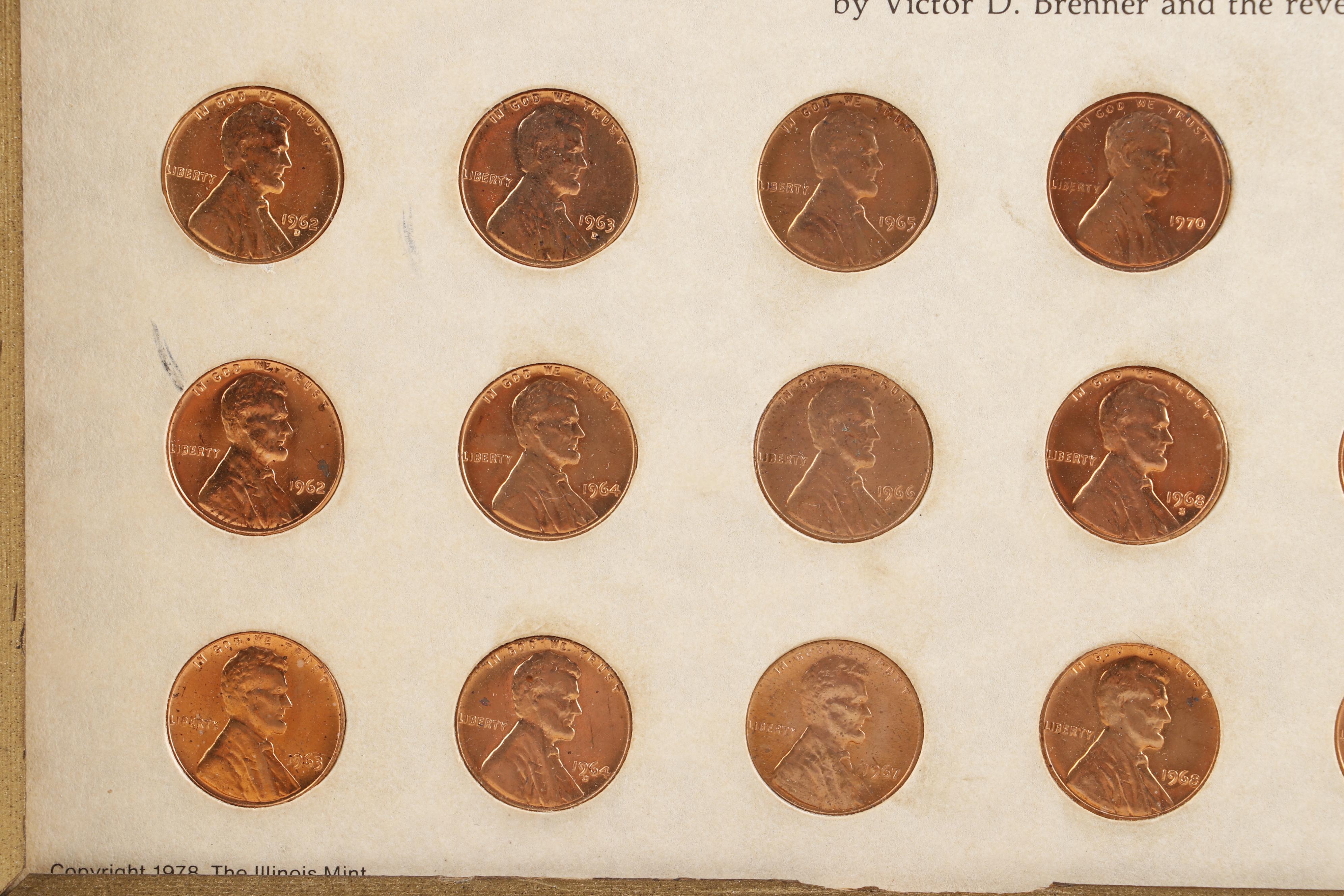 Framed "Abraham Lincoln Memorial Collection" Pennies Dated 1959 to 1977