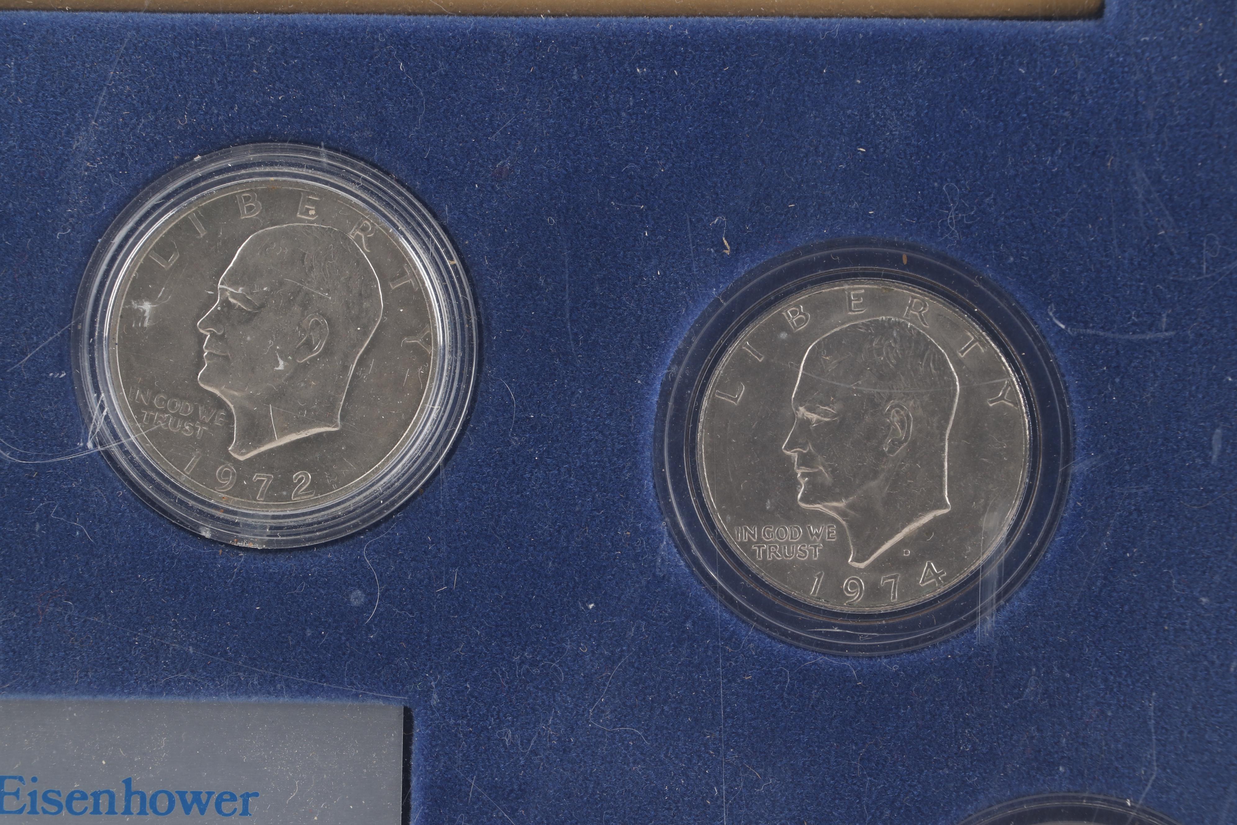 Dwight D. Eisenhower Commemorative Poster and One Dollar Coins