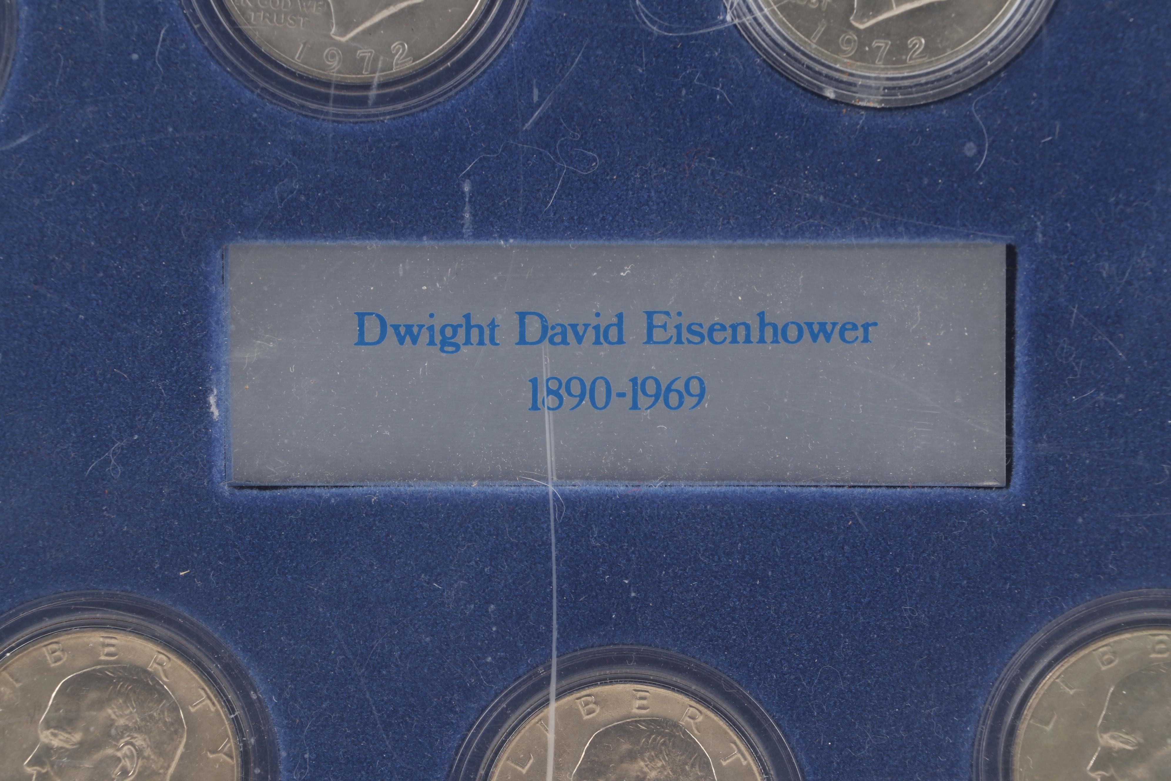 Dwight D. Eisenhower Commemorative Poster and One Dollar Coins
