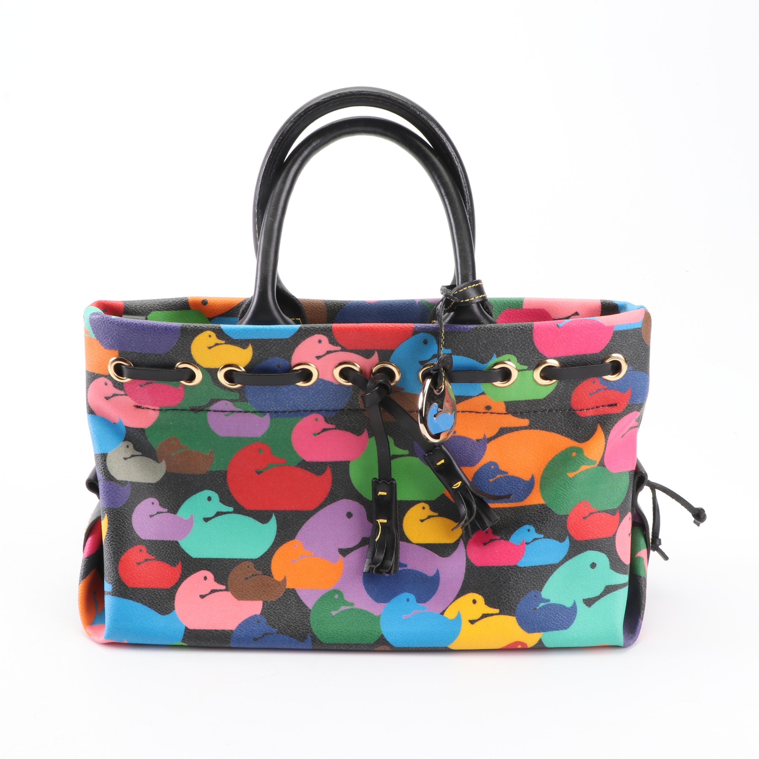 Dooney & Bourke Signature Duck Pattern Coated Canvas and Leather Bag