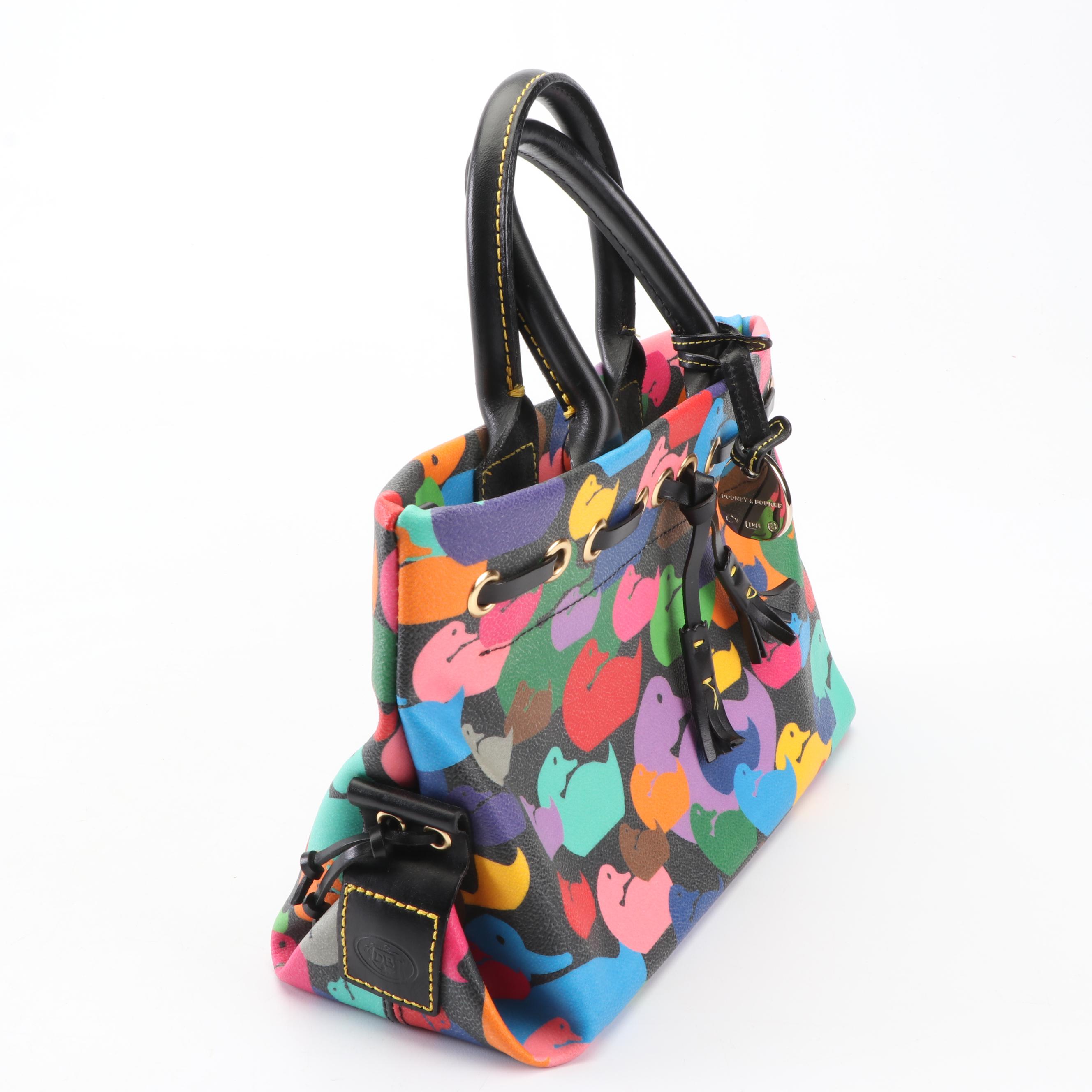 Dooney & Bourke Signature Duck Pattern Coated Canvas and Leather Bag