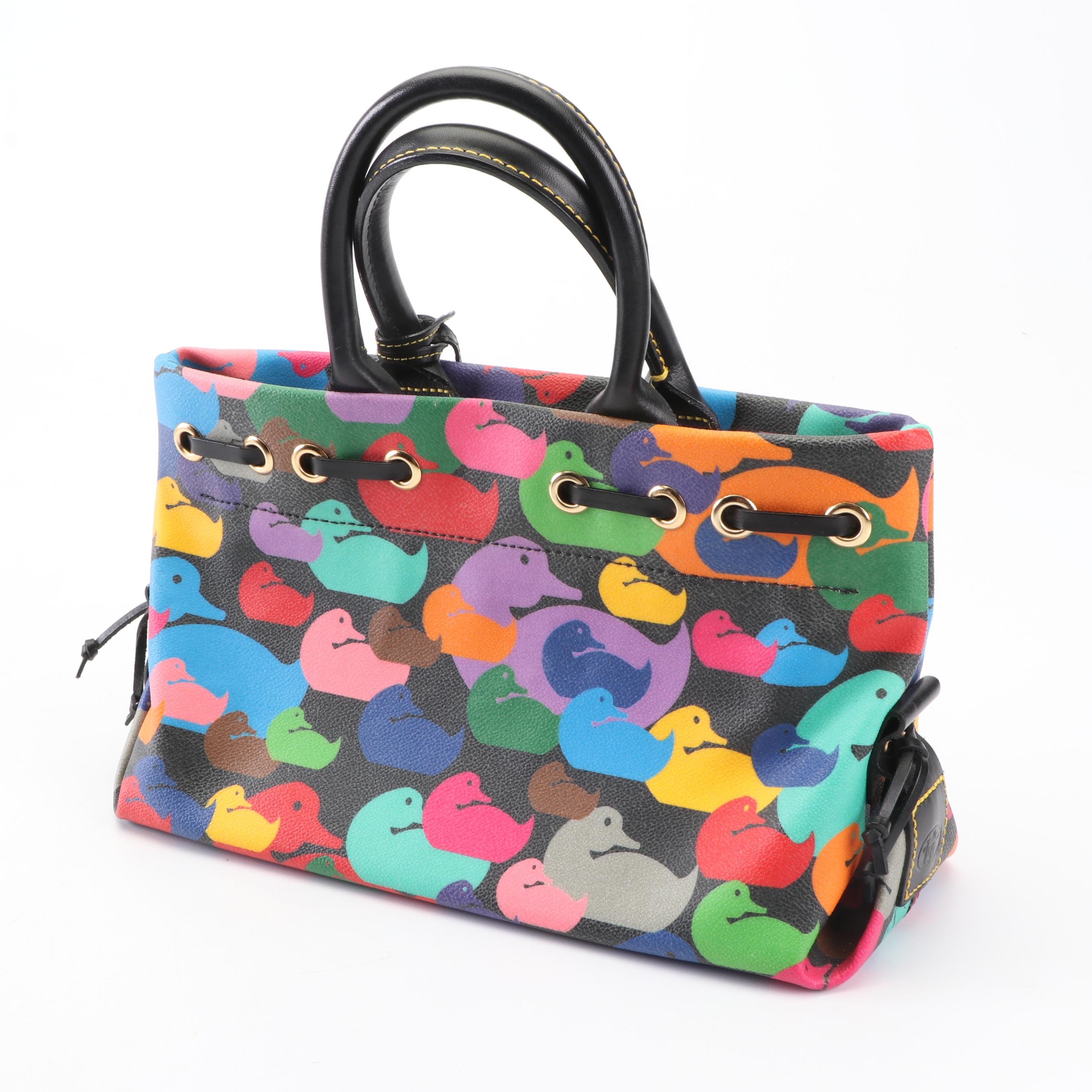 Dooney & Bourke Signature Duck Pattern Coated Canvas and Leather Bag