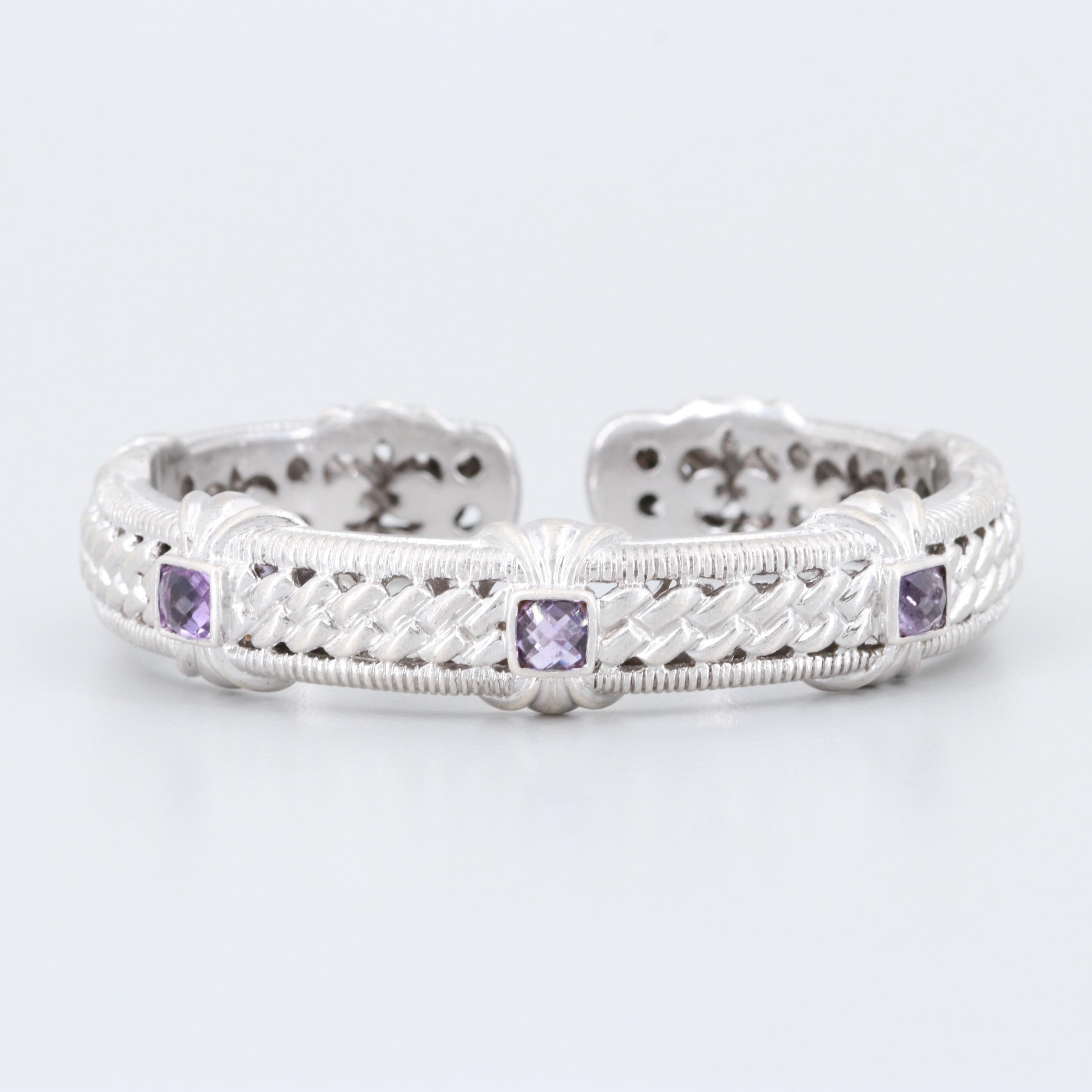 Judith Ripka Sterling Silver Amethyst Cuff Bracelet