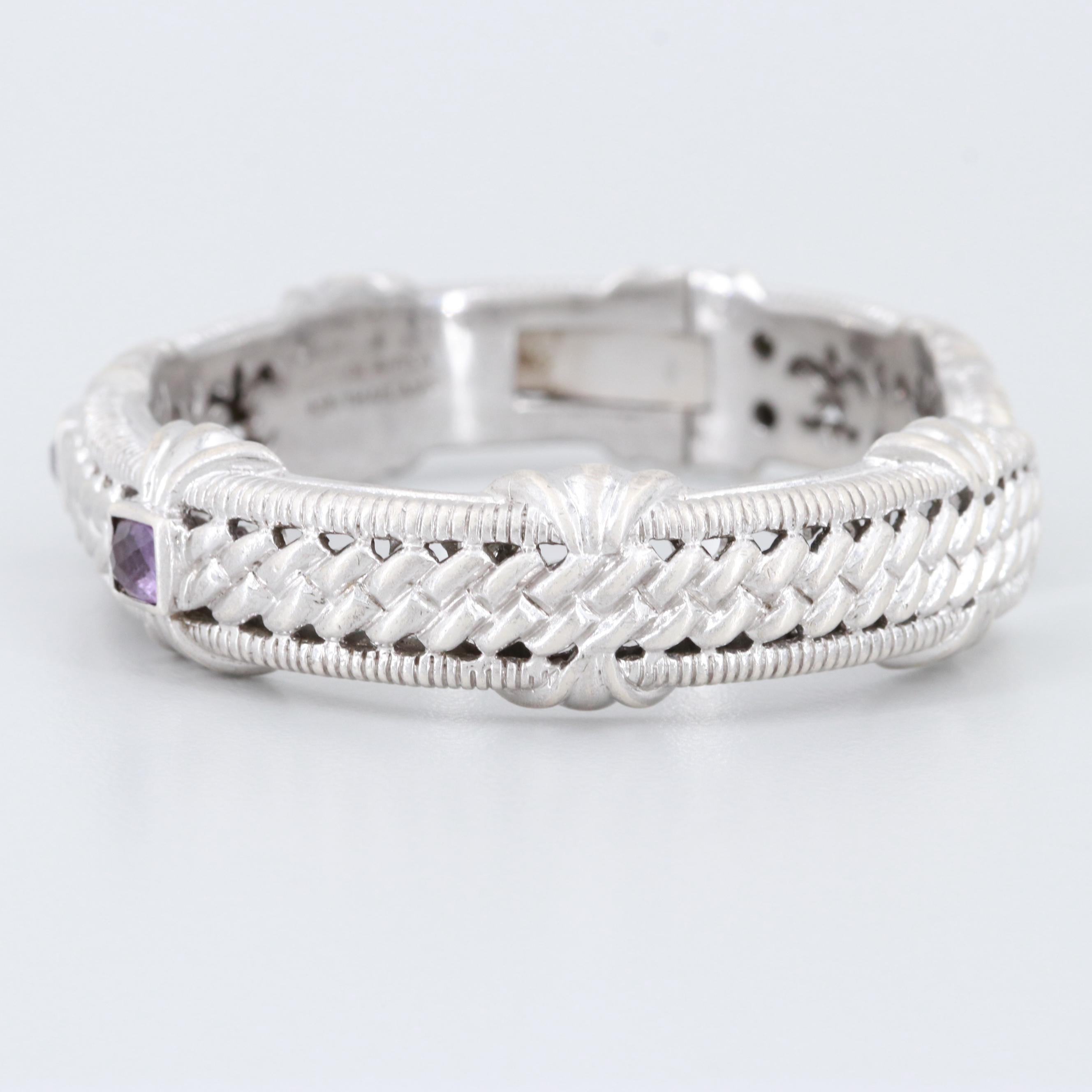 Judith Ripka Sterling Silver Amethyst Cuff Bracelet