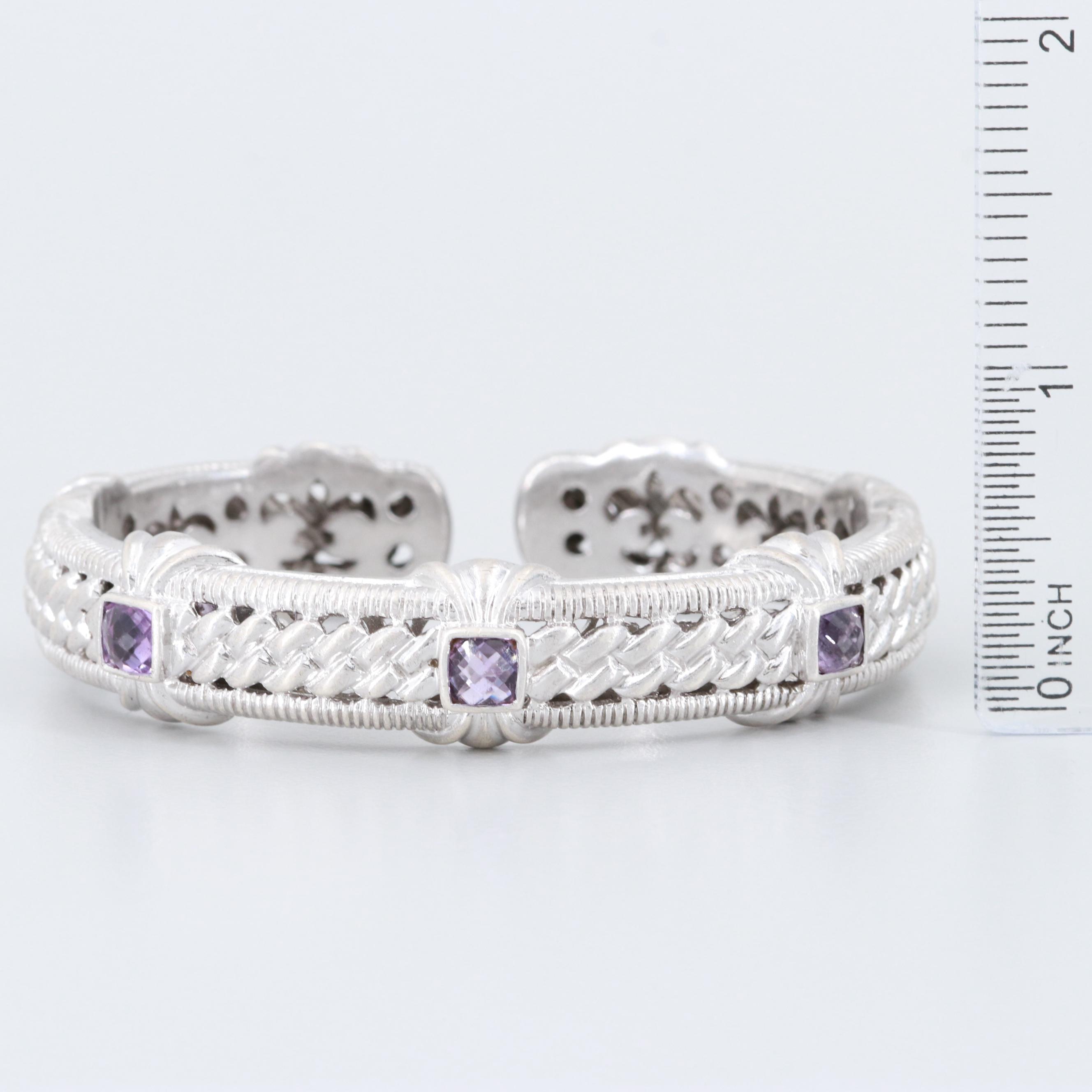 Judith Ripka Sterling Silver Amethyst Cuff Bracelet