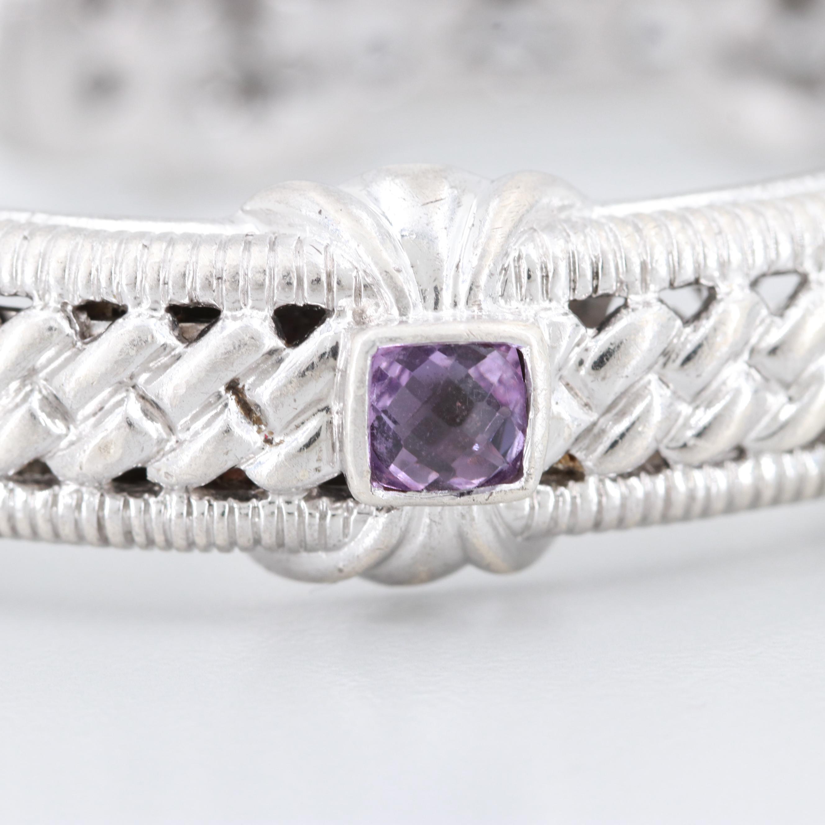 Judith Ripka Sterling Silver Amethyst Cuff Bracelet