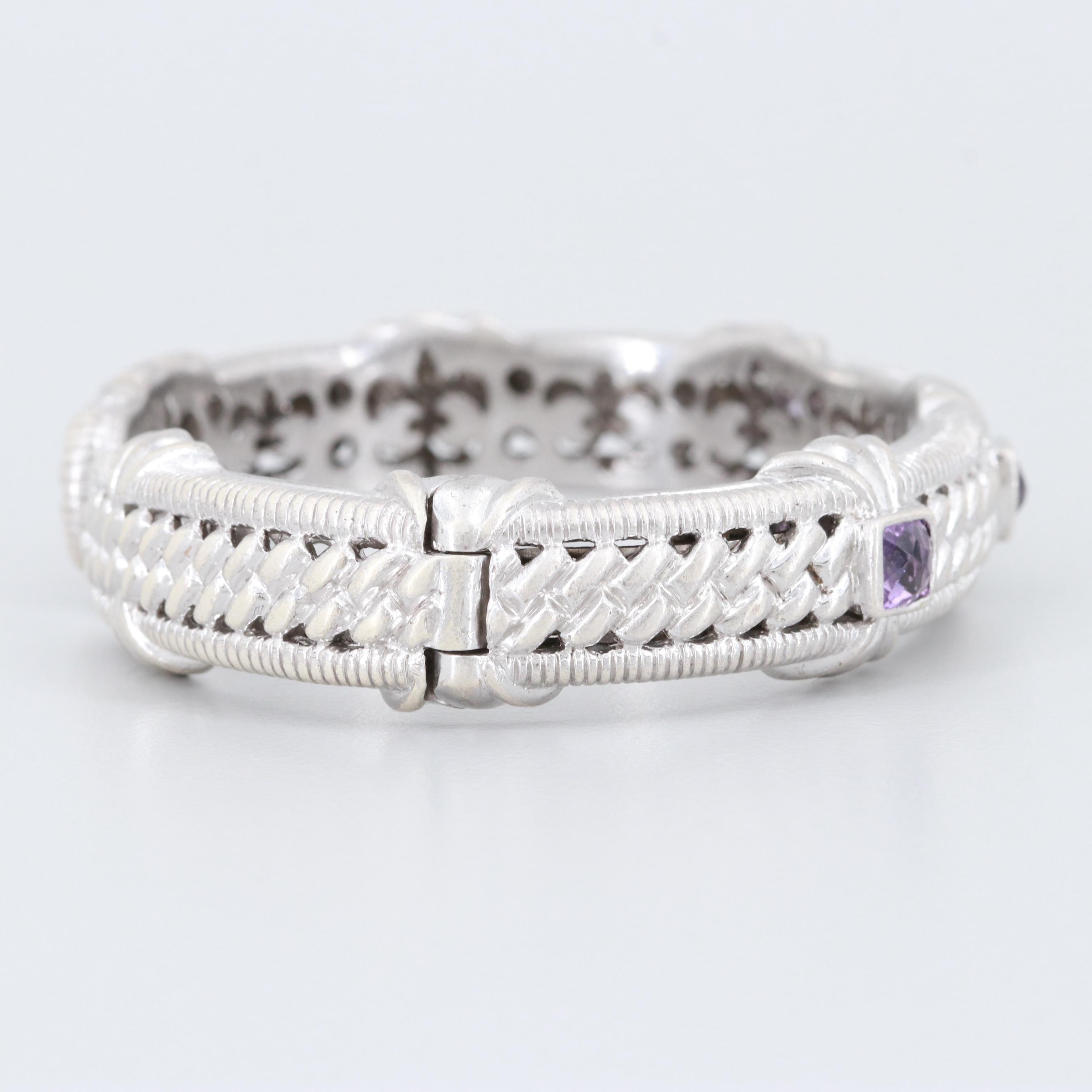 Judith Ripka Sterling Silver Amethyst Cuff Bracelet
