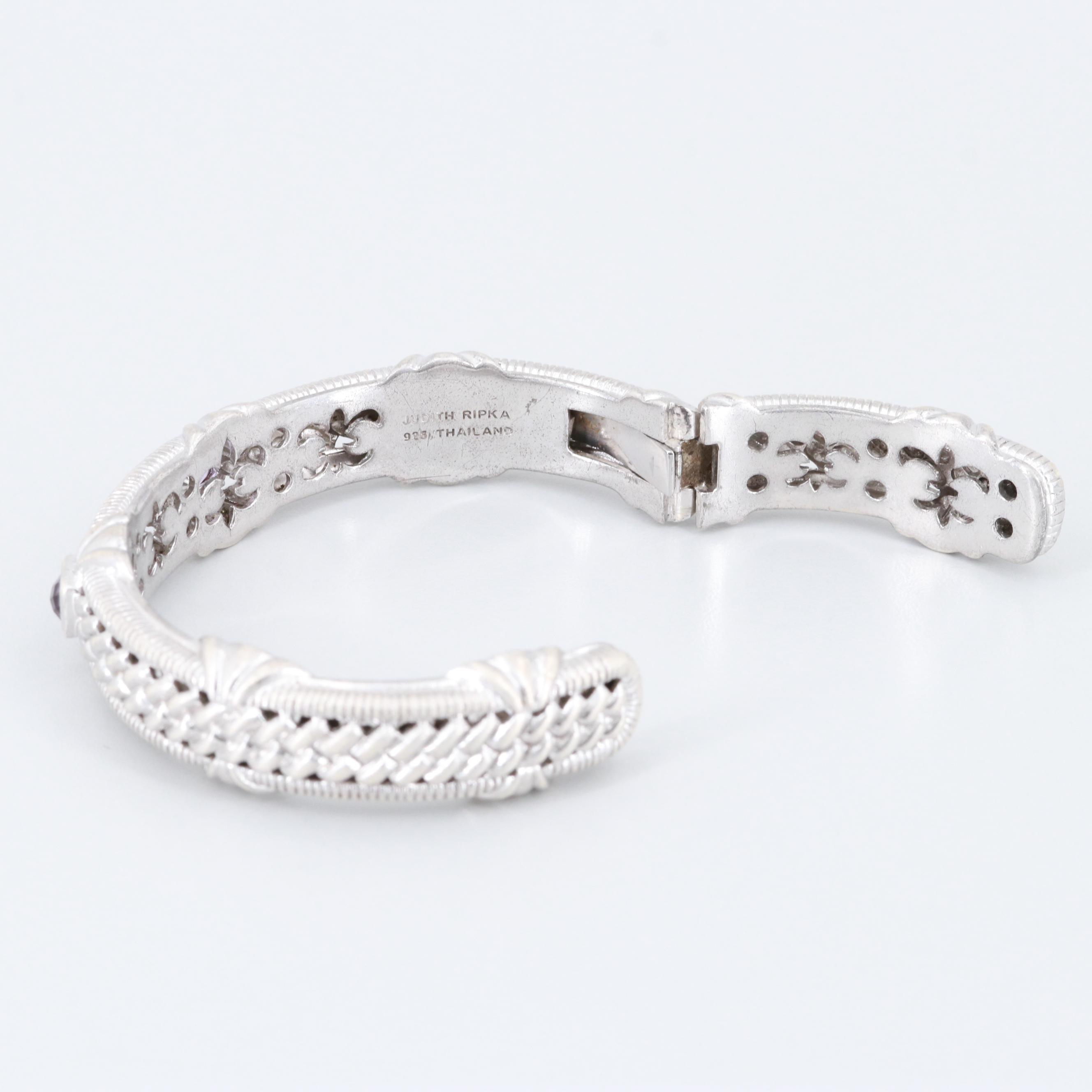 Judith Ripka Sterling Silver Amethyst Cuff Bracelet