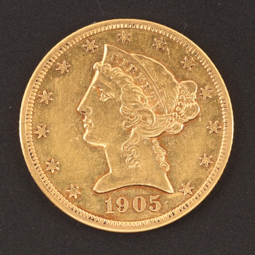 1905 Liberty Head Five Dollar Gold Coin