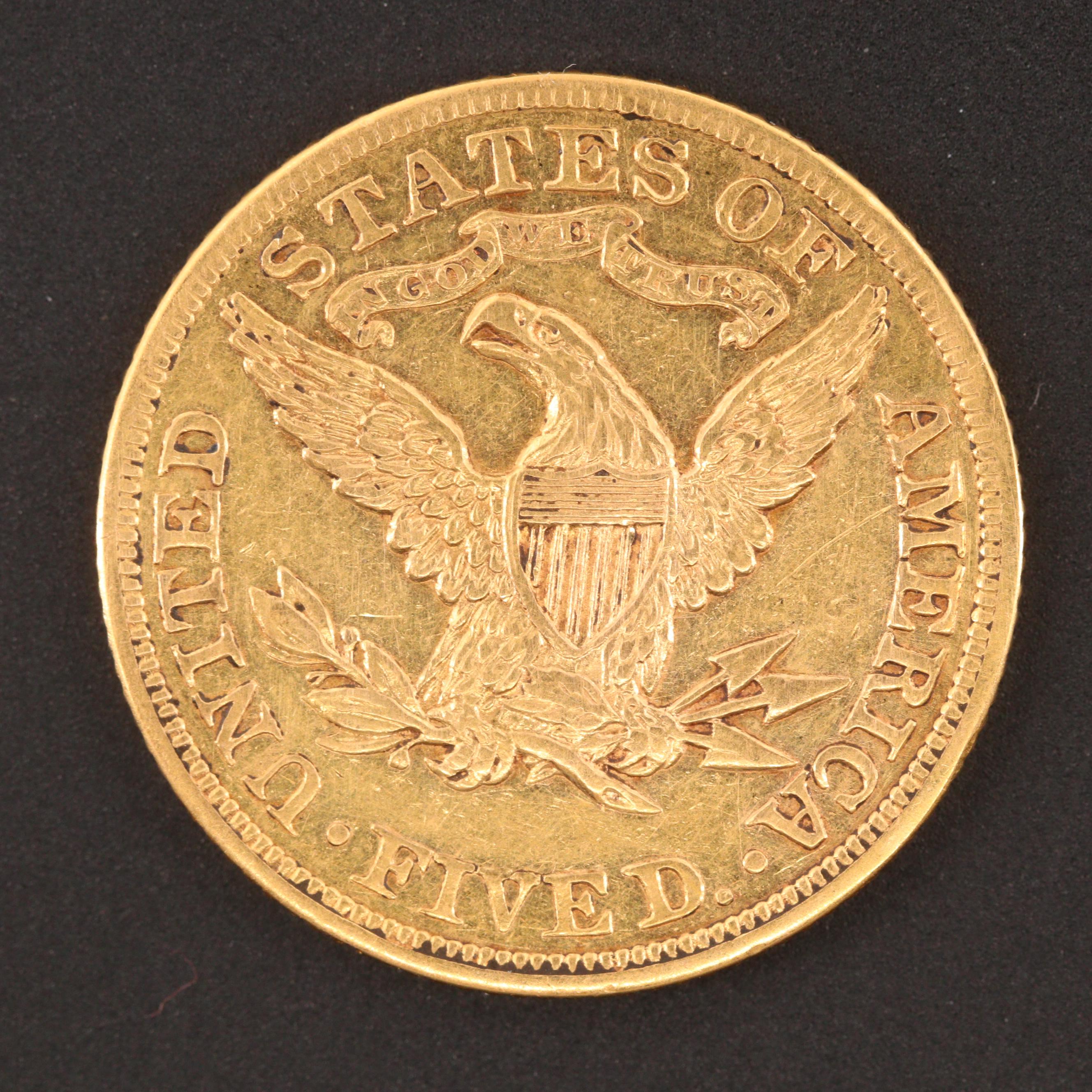 1905 Liberty Head Five Dollar Gold Coin