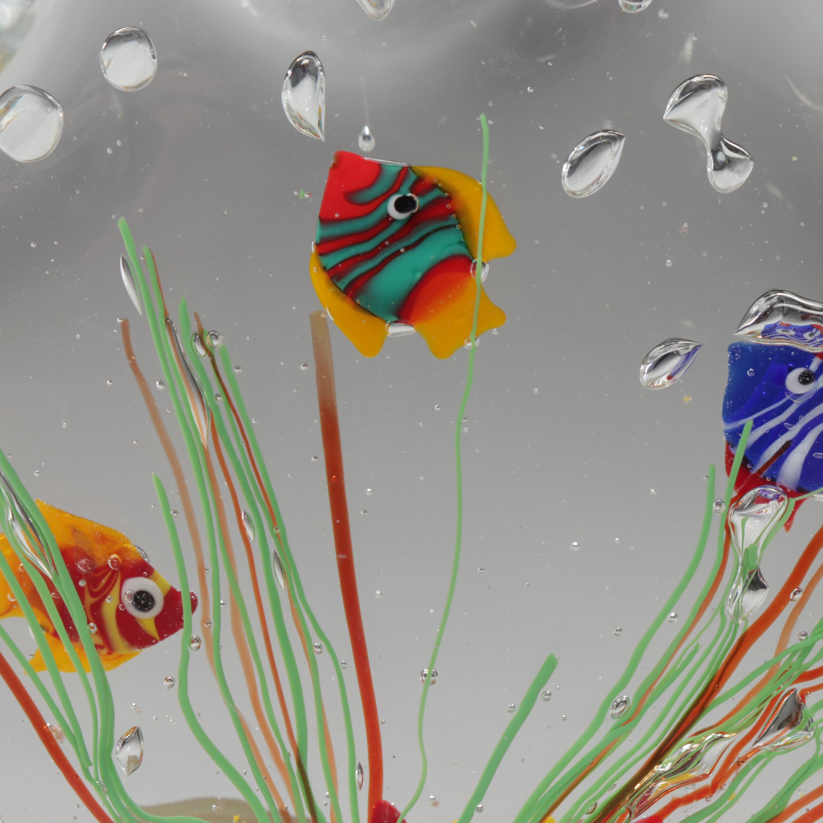 Italian Murano Blown Art Glass Fish In Aquarium Paperweight