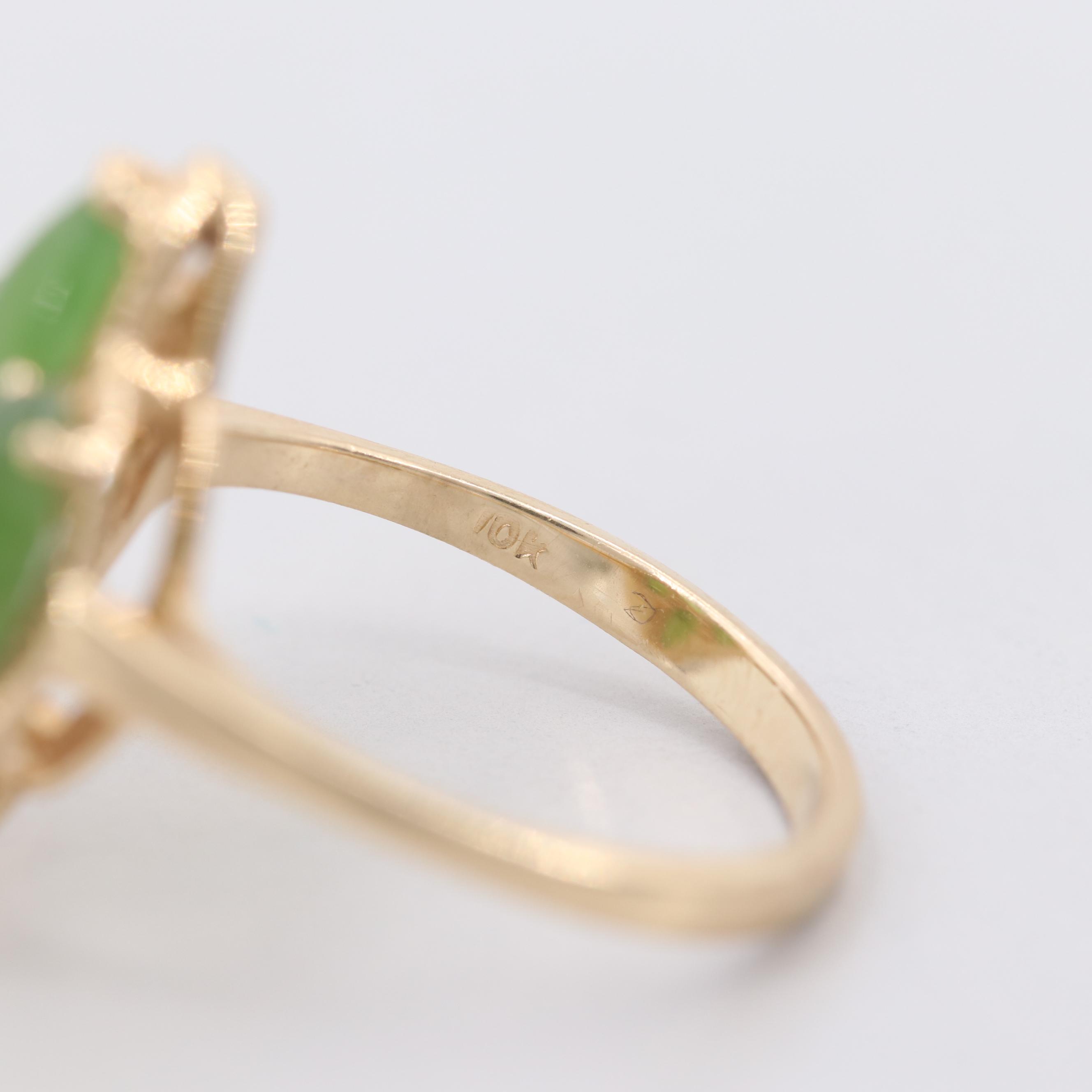 10K Yellow Gold Nephrite Ring