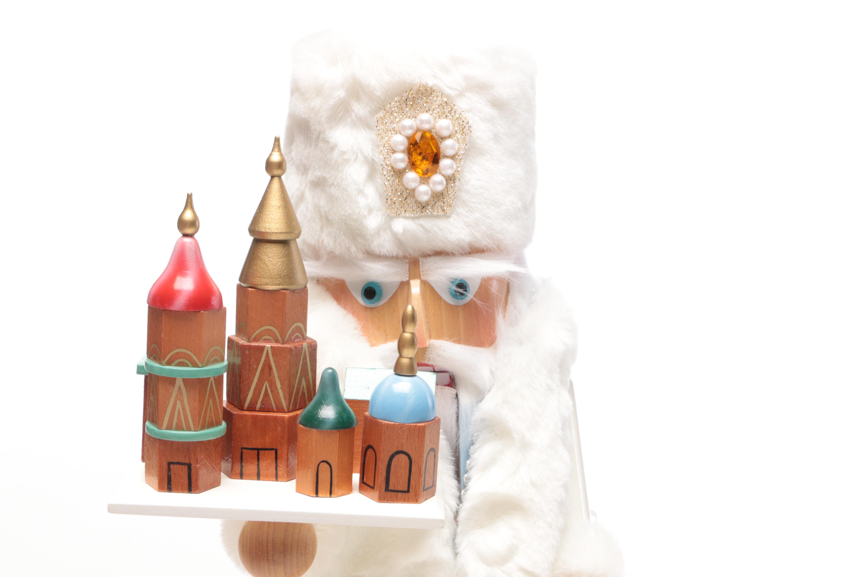 Three Steinbach Nutcrackers - "Russian Santa", "Siberian Santa", and "Ded Moroz"