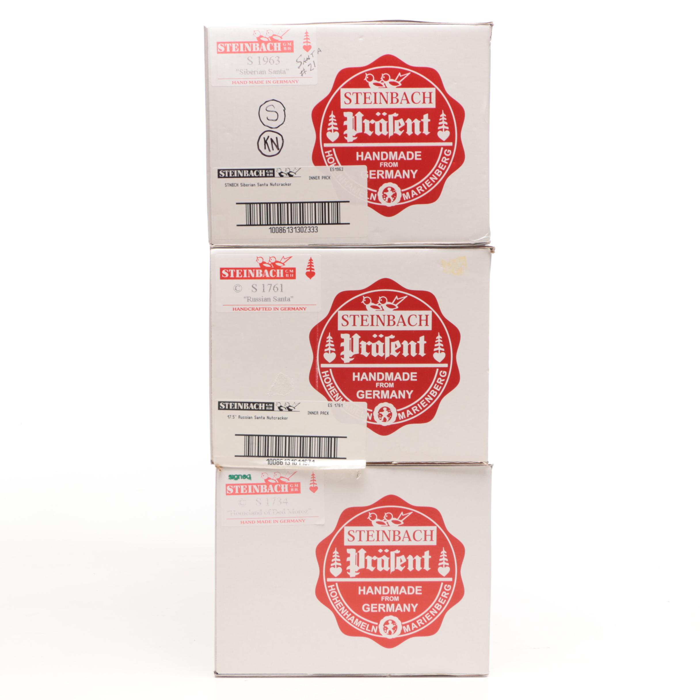 Three Steinbach Nutcrackers - "Russian Santa", "Siberian Santa", and "Ded Moroz"