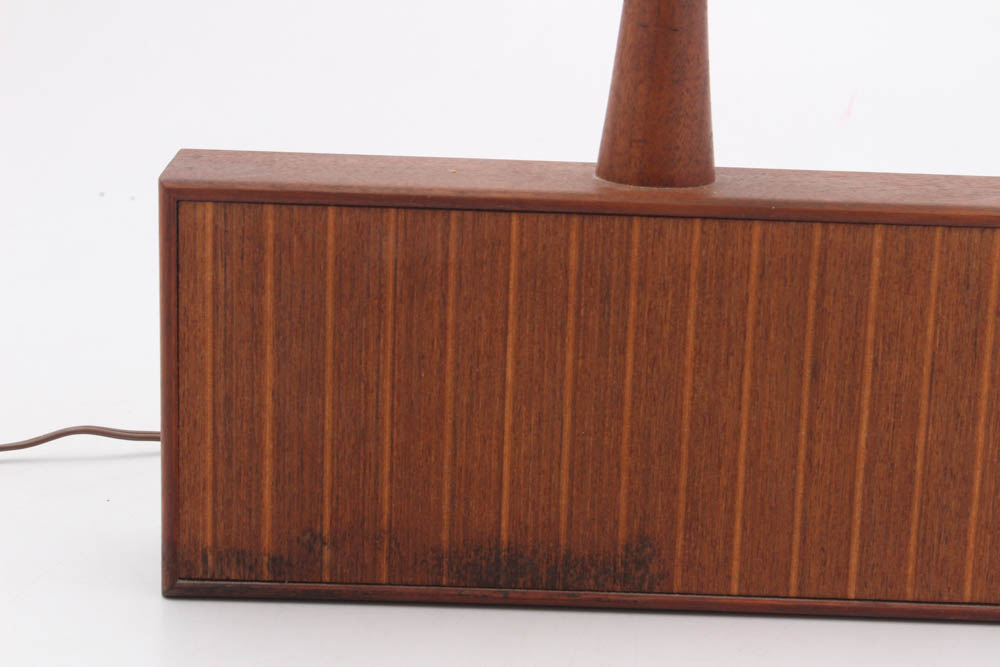 Elongated Teak Table Lamp, Mid-Century