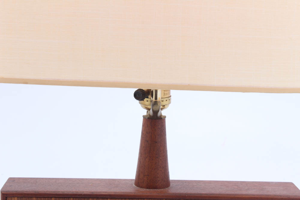 Elongated Teak Table Lamp, Mid-Century